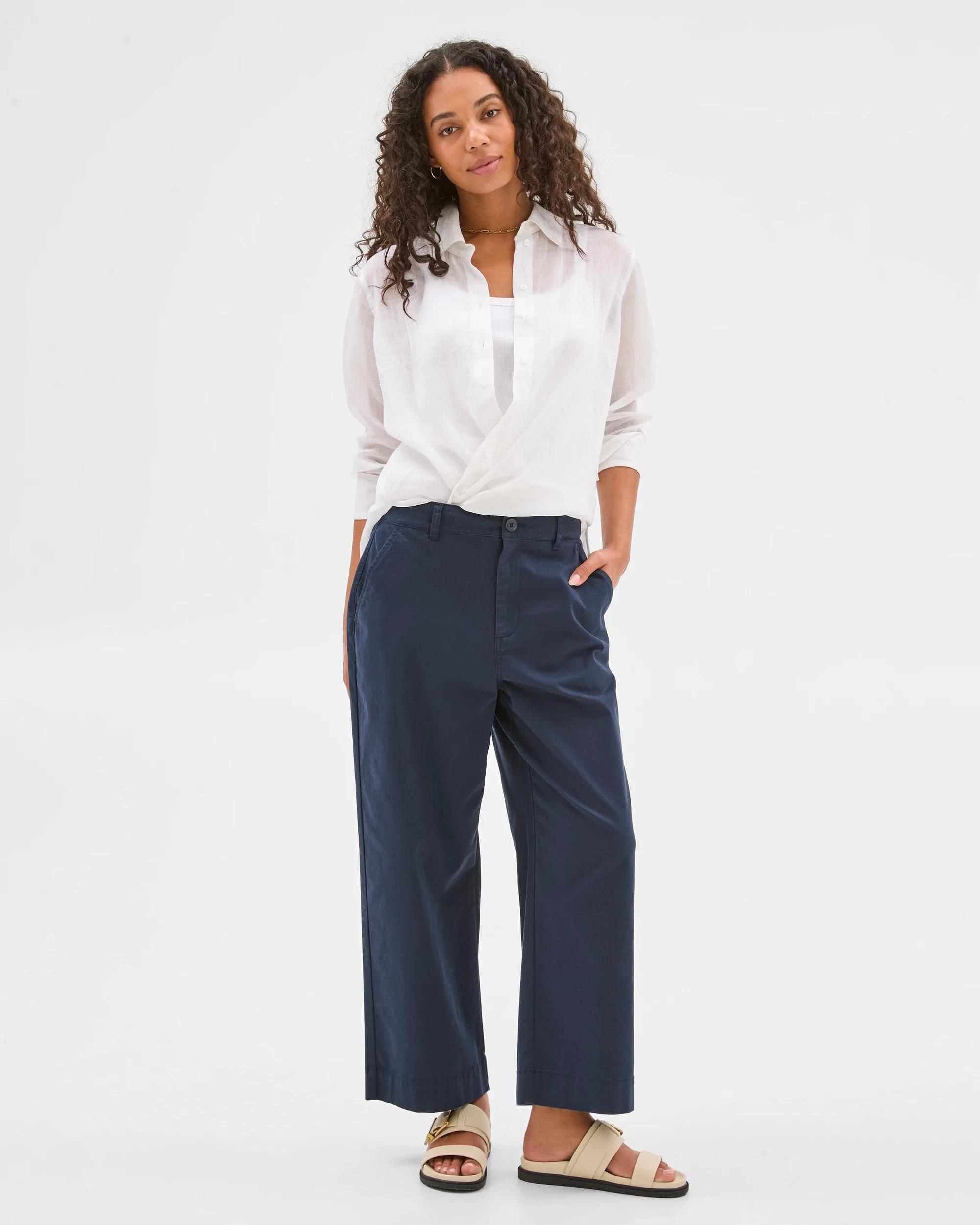 1 Target Woman Long Sleeve Ramie Shirt WHITE, 1 of 7