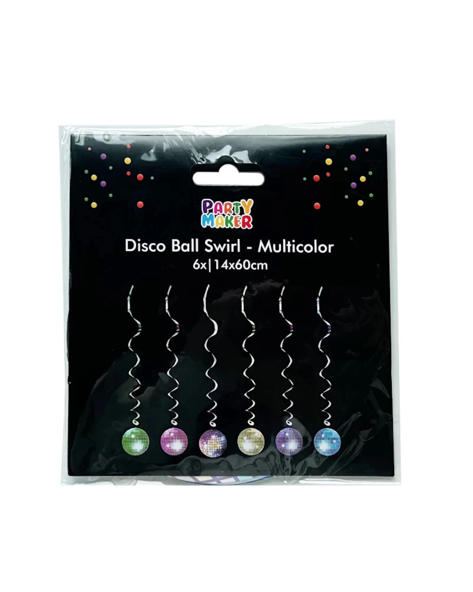 4 Party Maker Multicoloured Disco Ball Swirl Decorations Pack of 6 - Assorted, 4 of 5
