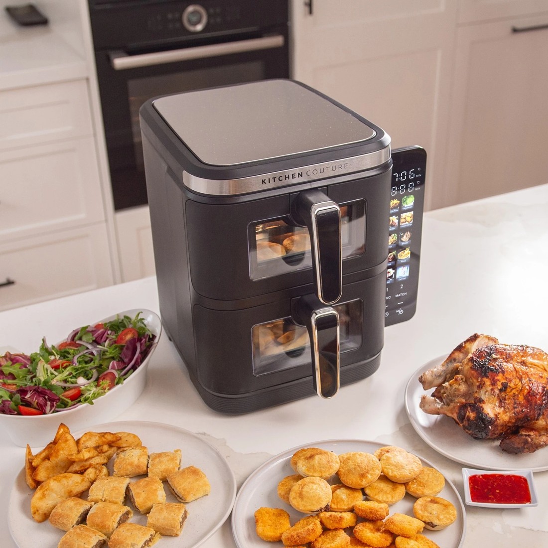 4 Kitchen Couture Dual Drawer Vertex Air Fryer 11L Compact Stacked Design - Black, 4 of 4