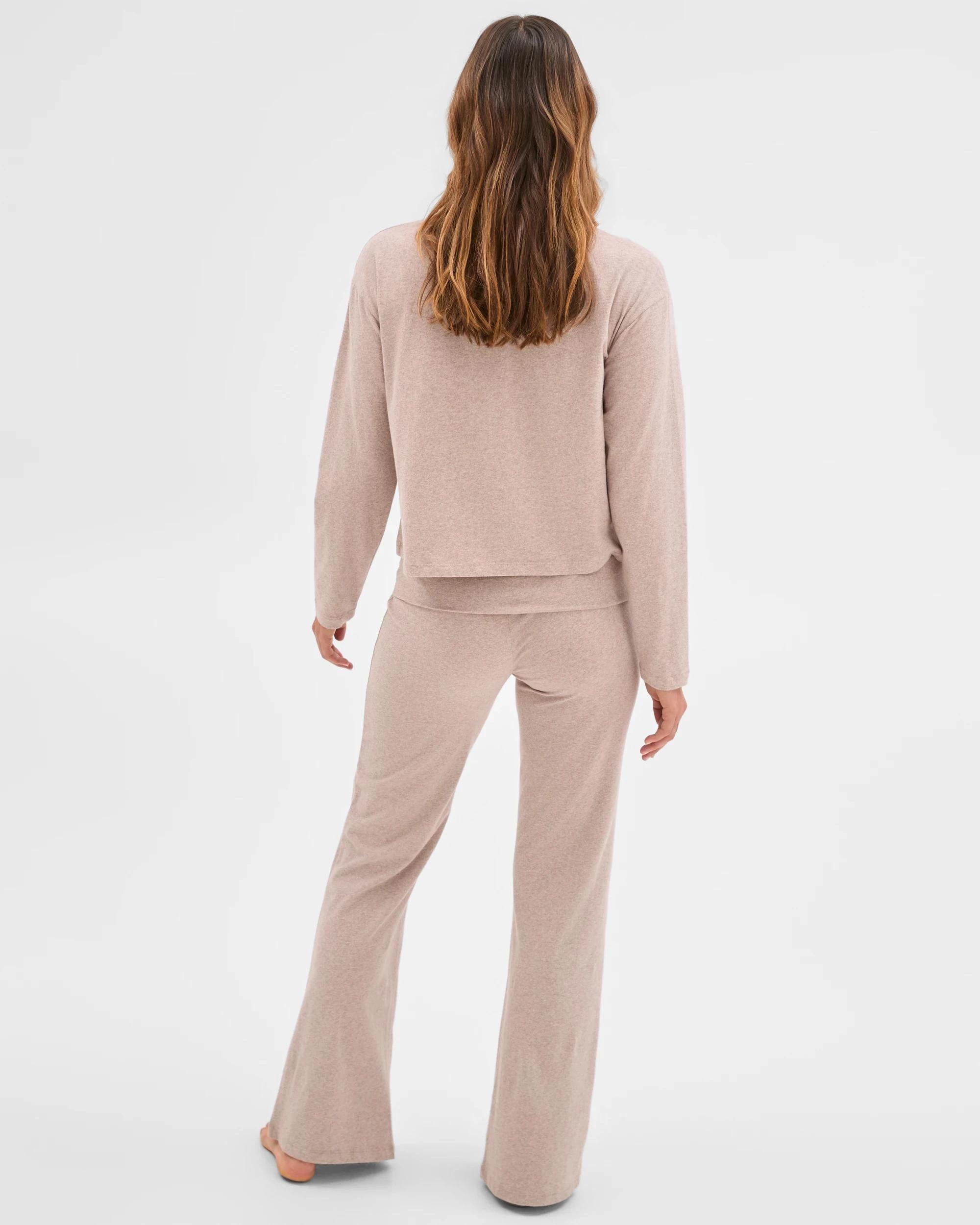 4 Lily Loves Australian Cotton Folded Waist Flare Leg Sleep Pants MUSHROOM, 4 of 7