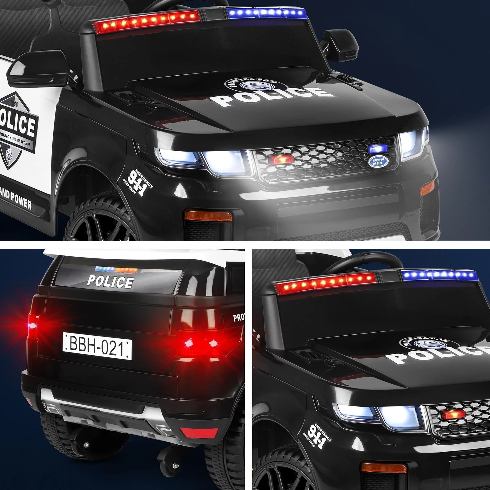 5 Alfordson Kids Police Ride On Car 12V Electric Toy Patrol Remote Control - Black, 5 of 10
