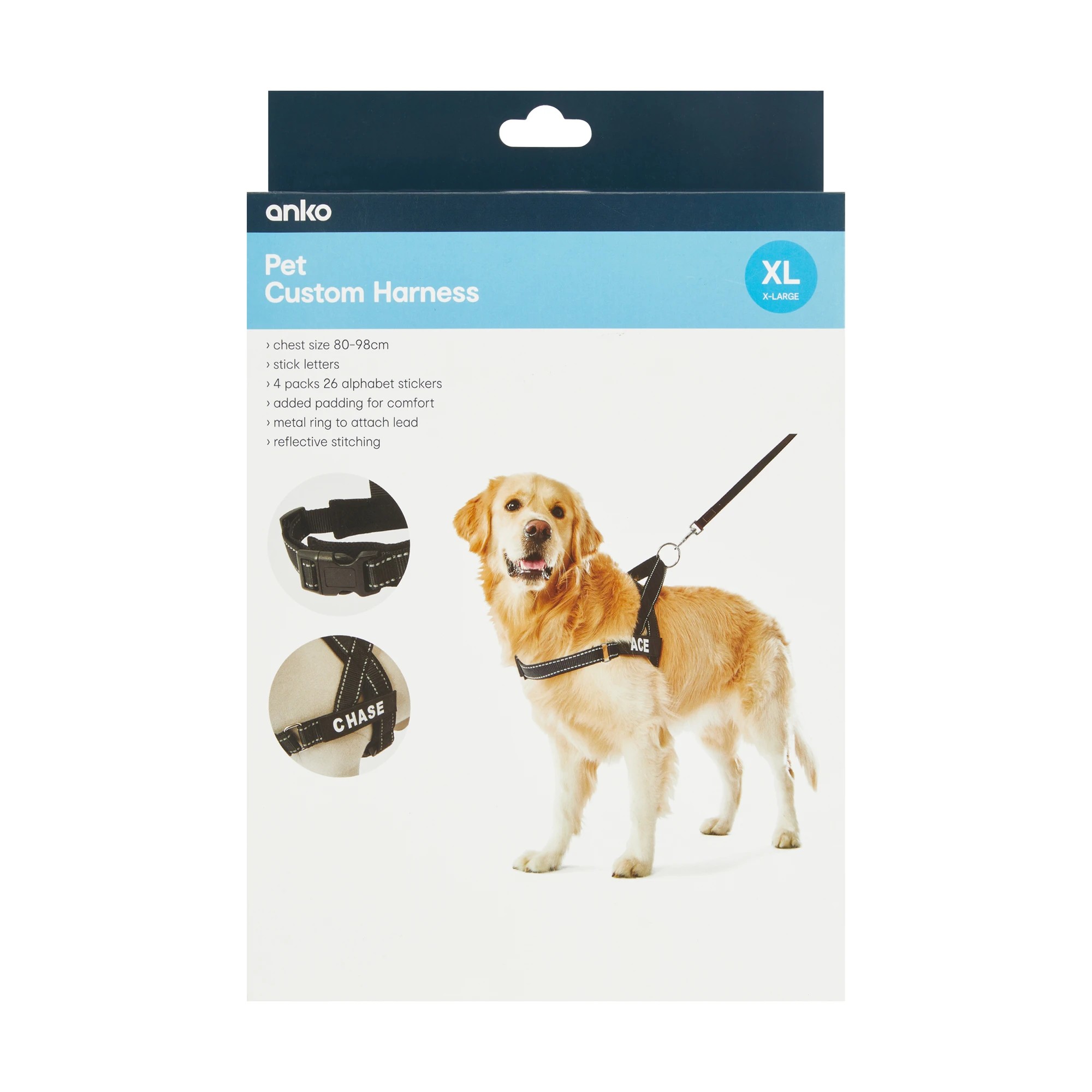 9 Pet Customisable Harness - Extra Large, Black, 9 of 10