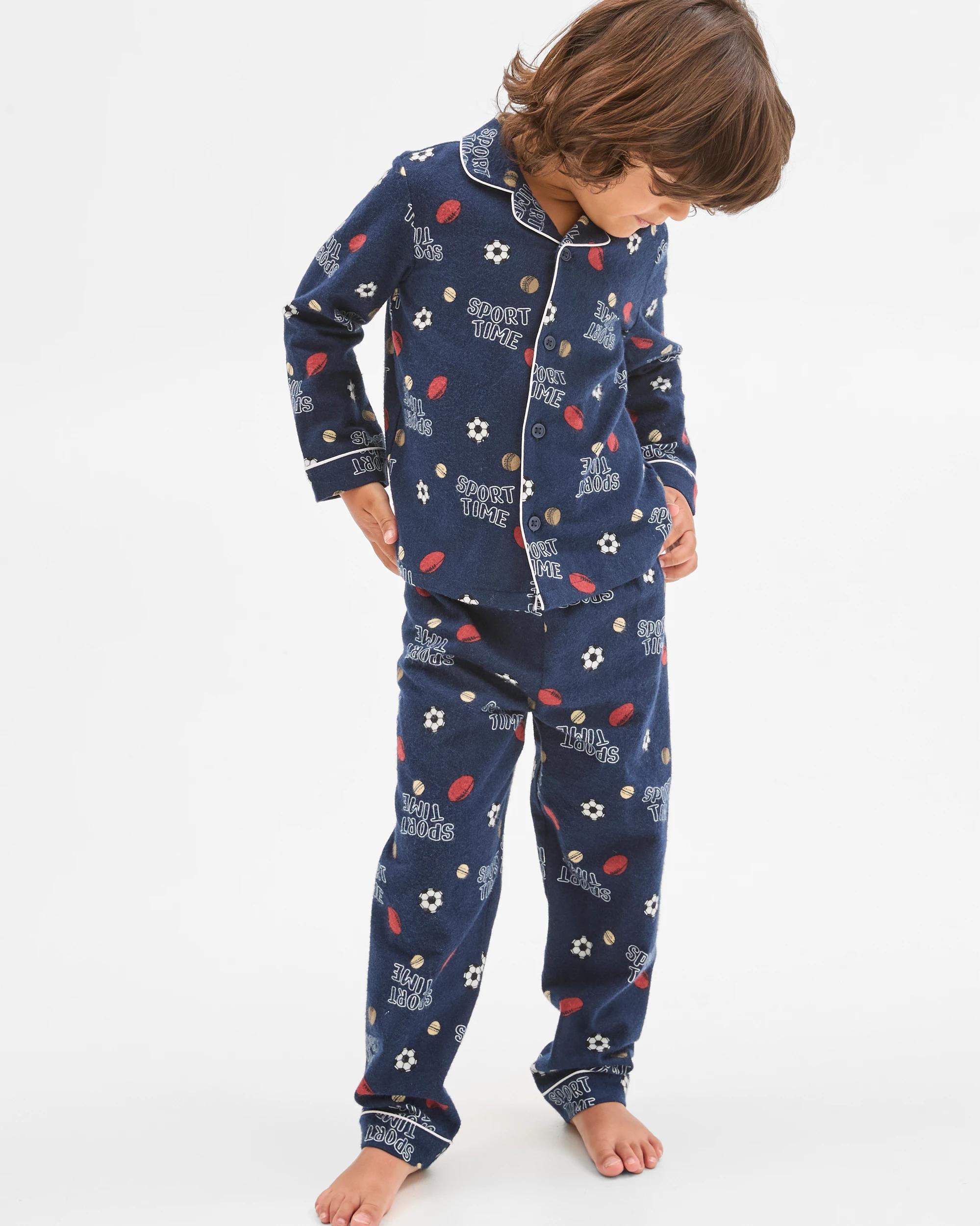 1 Target Kids Australian Cotton Younger Boys Flannelette Pyjama Set SPORTS, 1 of 7