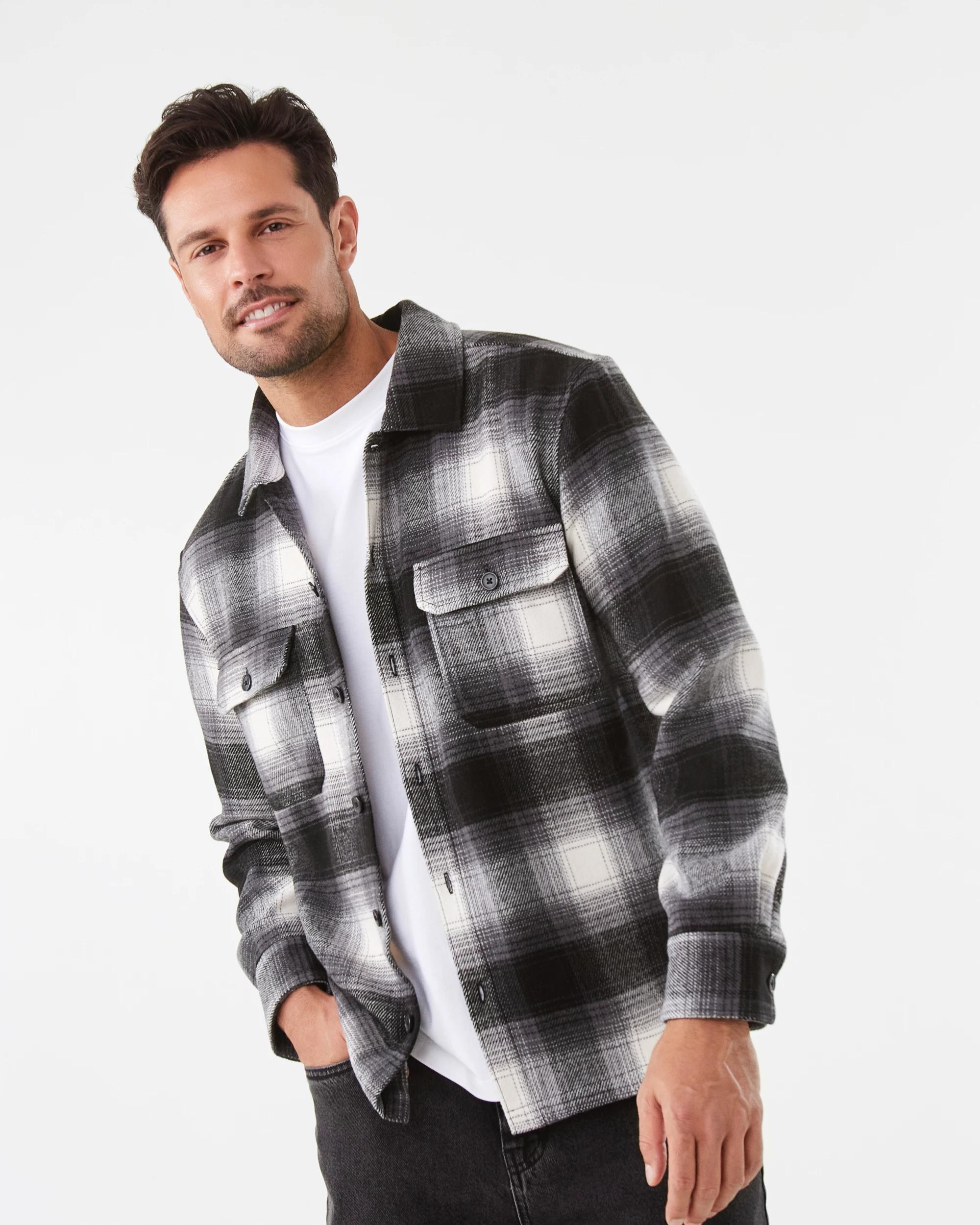 1 Long Sleeve Check Overshirt Blk Check, 1 of 9
