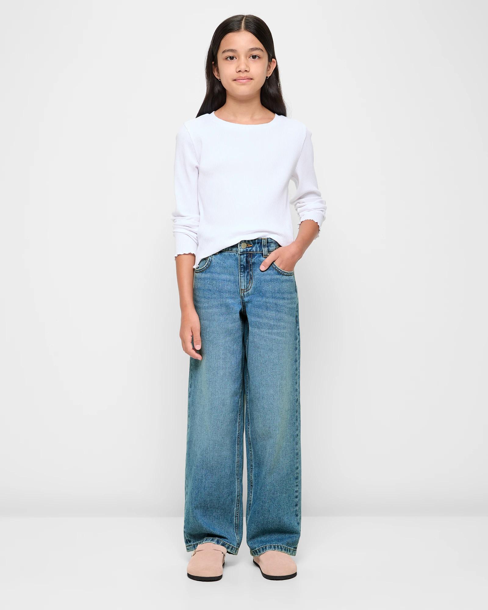 2 Target Wide Leg Denim Jeans MID WASH, 2 of 7