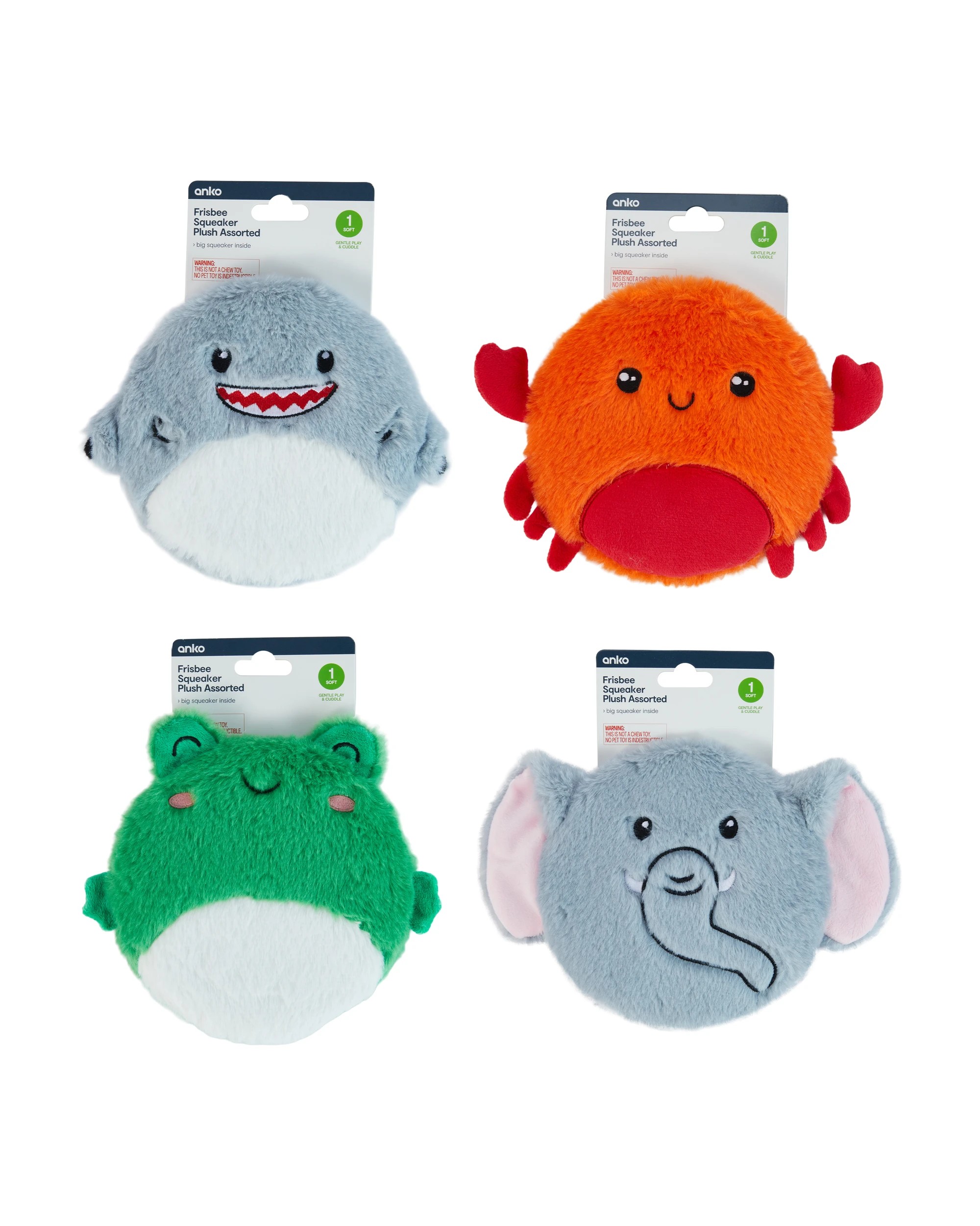 4 Frisbee Squeak Plush Toy - Assorted, 4 of 4
