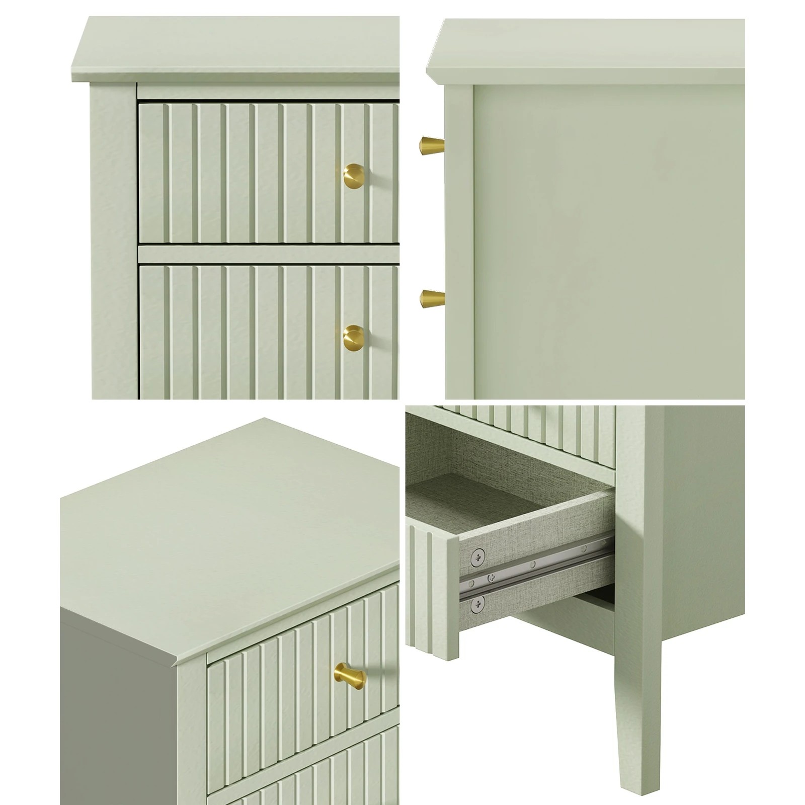 4 Oikiture Bedside Table 3 Drawers Side End Storage Furniture Nightstand
 - Green, 4 of 10
