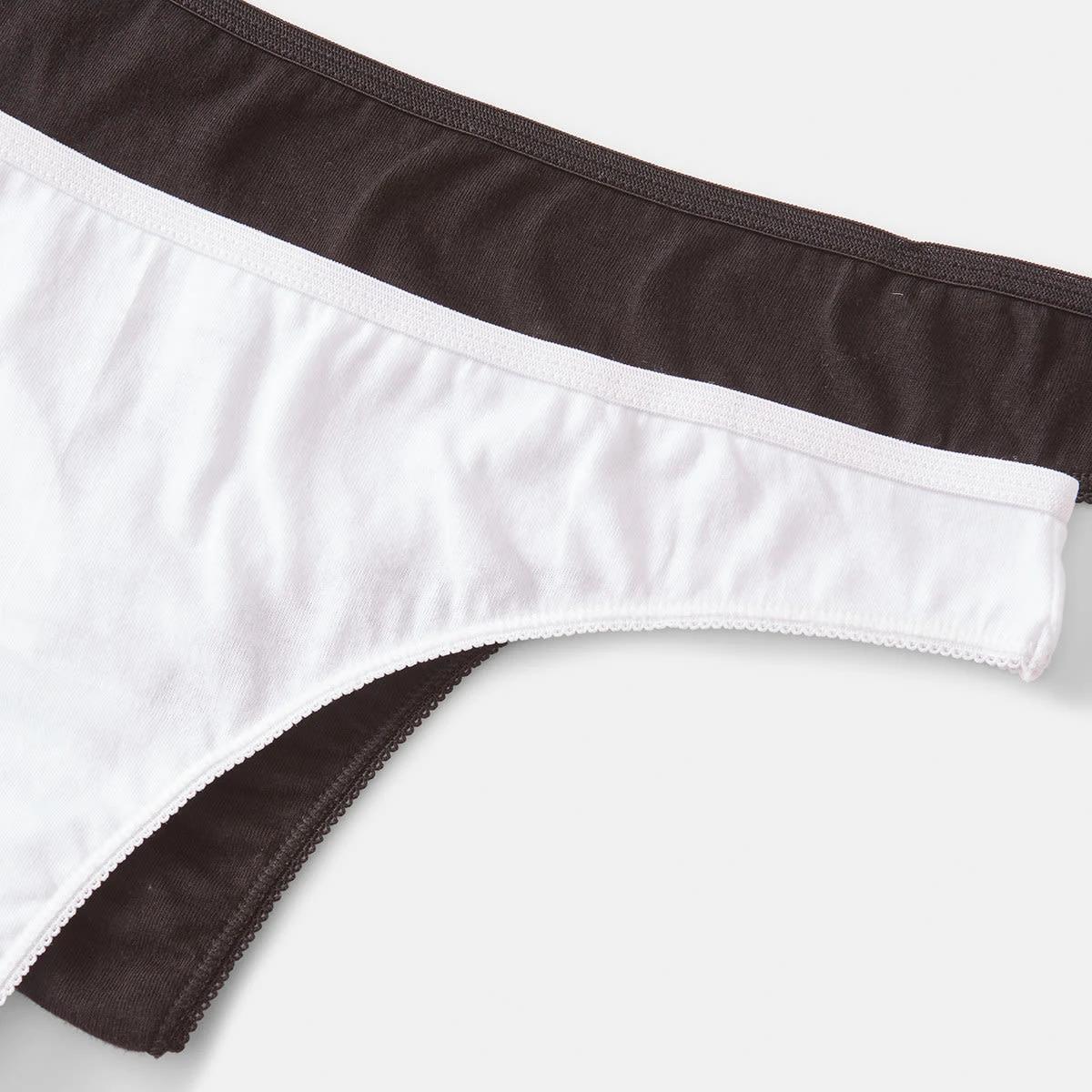 3 2 Pack Cotton Kelsey G-String Briefs Black Wht, 3 of 7
