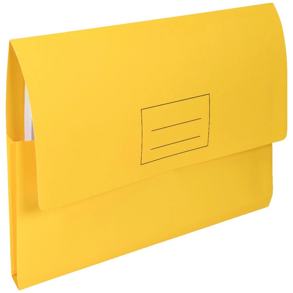 2 J.Burrows Foolscap Document Wallet 220gsm Yellow, 2 of 3
