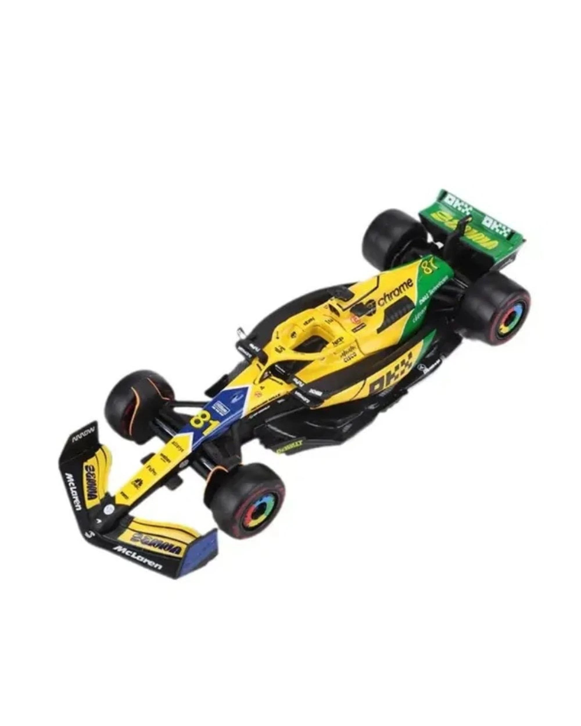 3 F1 McLaren Monaco GP 2024 Oscar Piastri MCL38 Senna Livery #81 Without Helmet 1:43 Scale Vehicle, 3 of 3