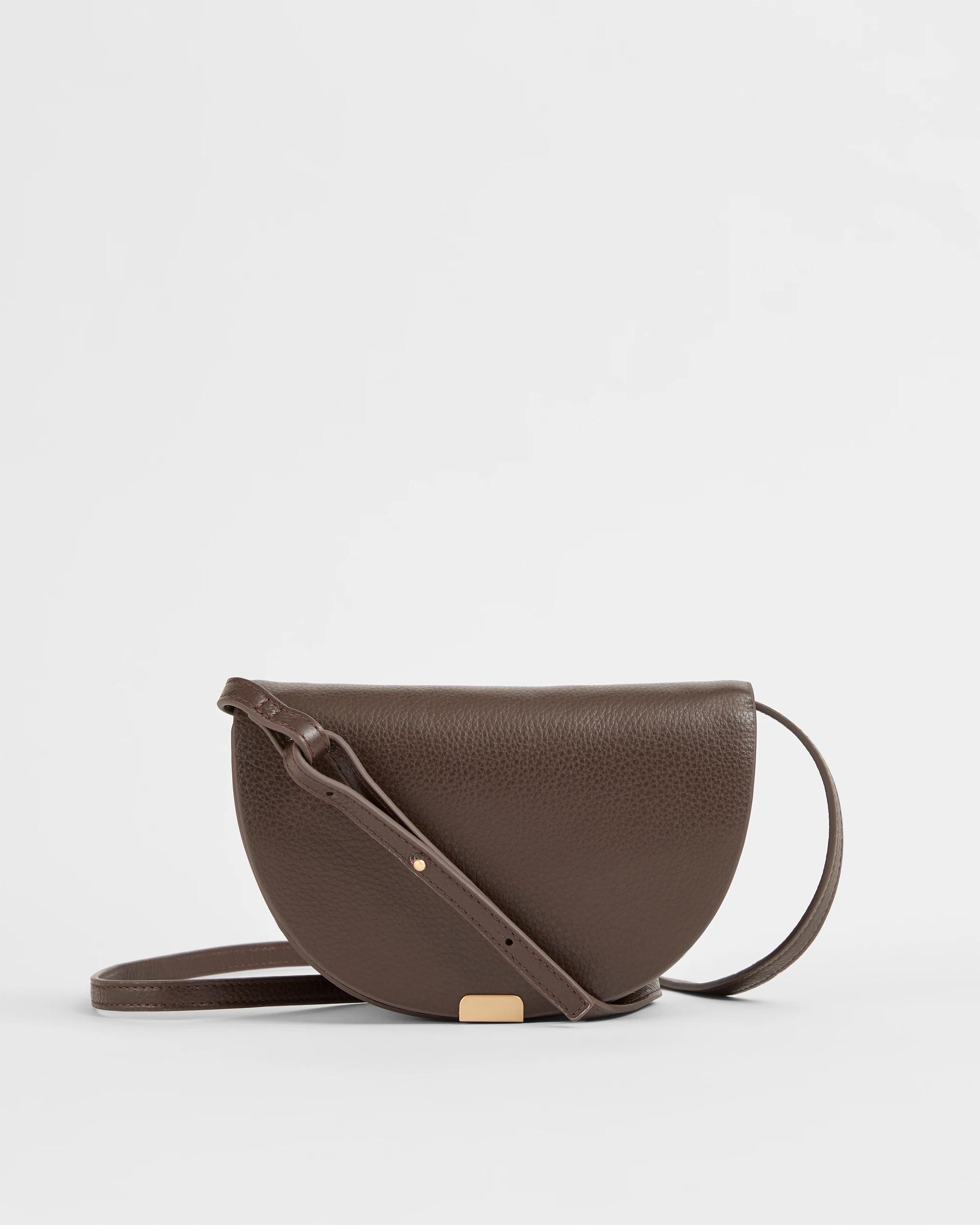 1 Target Woman Genuine Leather Mini Saddle Crossbody Bag CHOCOLATE, 1 of 3