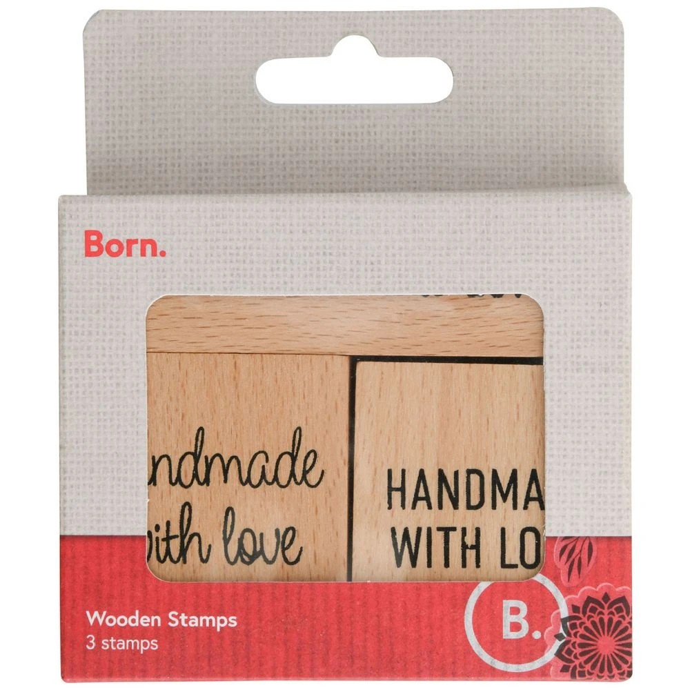 1 Born Wooden Stamp Handmade With Love, 1 of 2