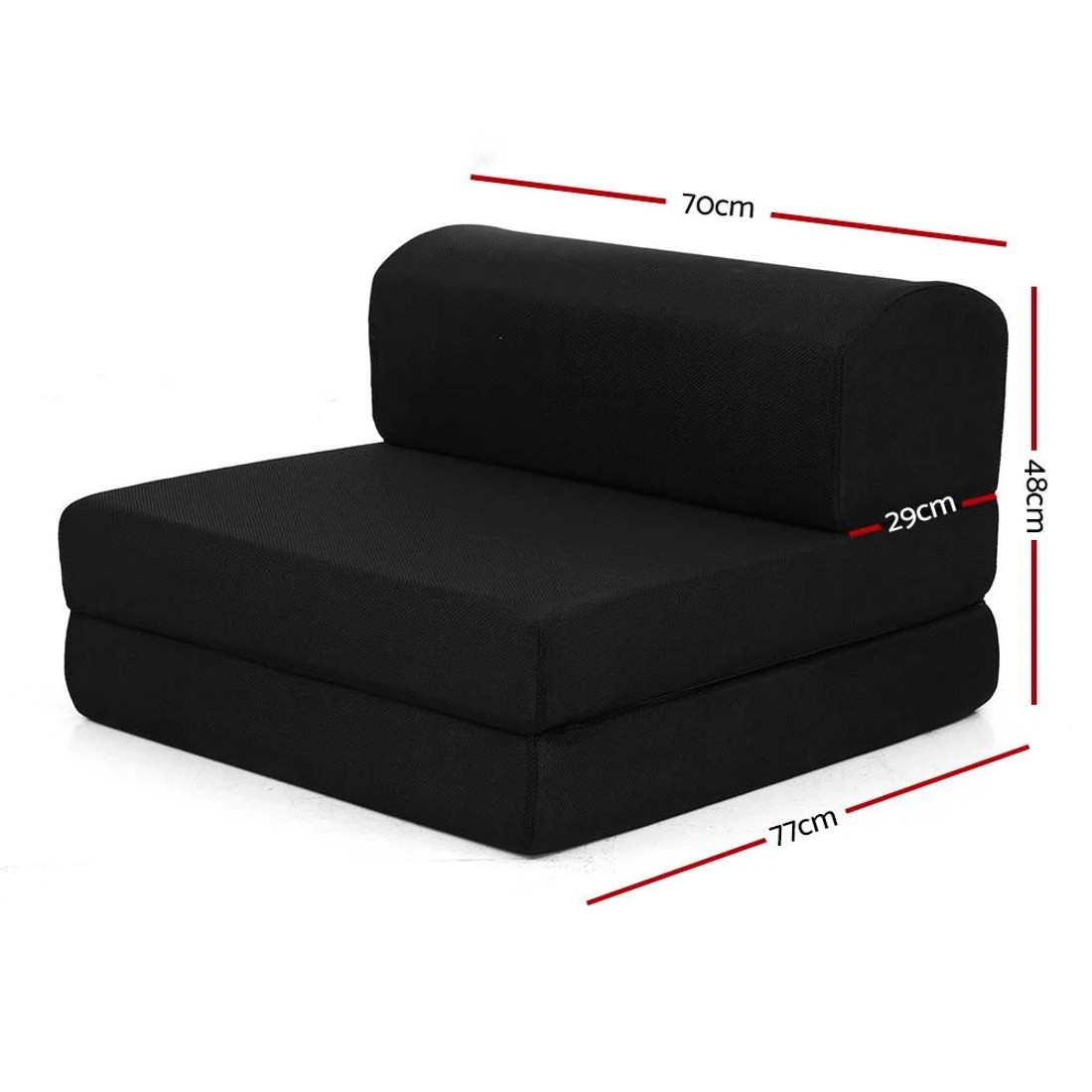 3 Giselle Bedding Foldable Mattress Folding Foam Bed Mat - Black, 3 of 7