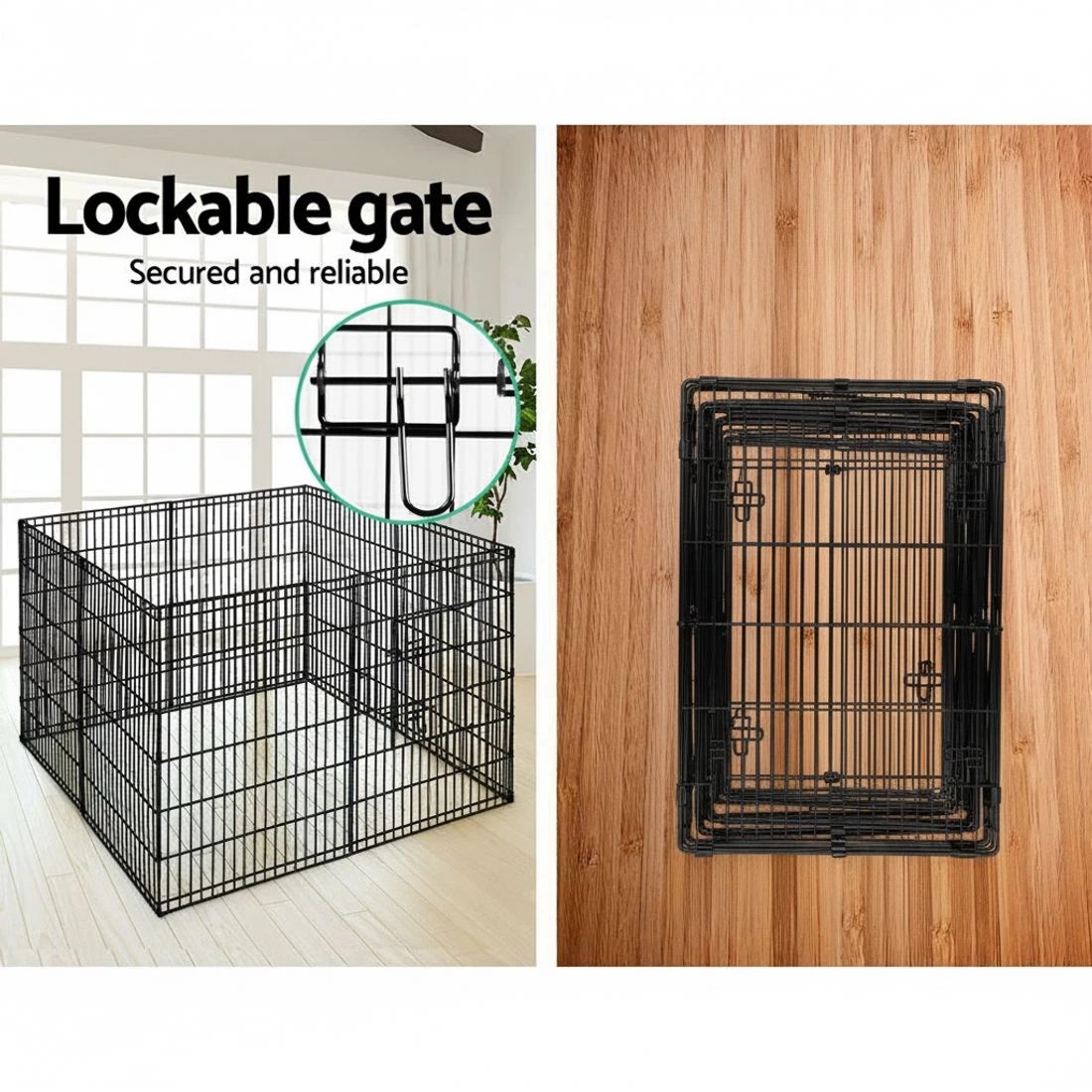 5 i.Pet 2x36" 8 Panel Dog Playpen Pet Fence Exercise Cage Enclosure Play Pen - Black, 5 of 7