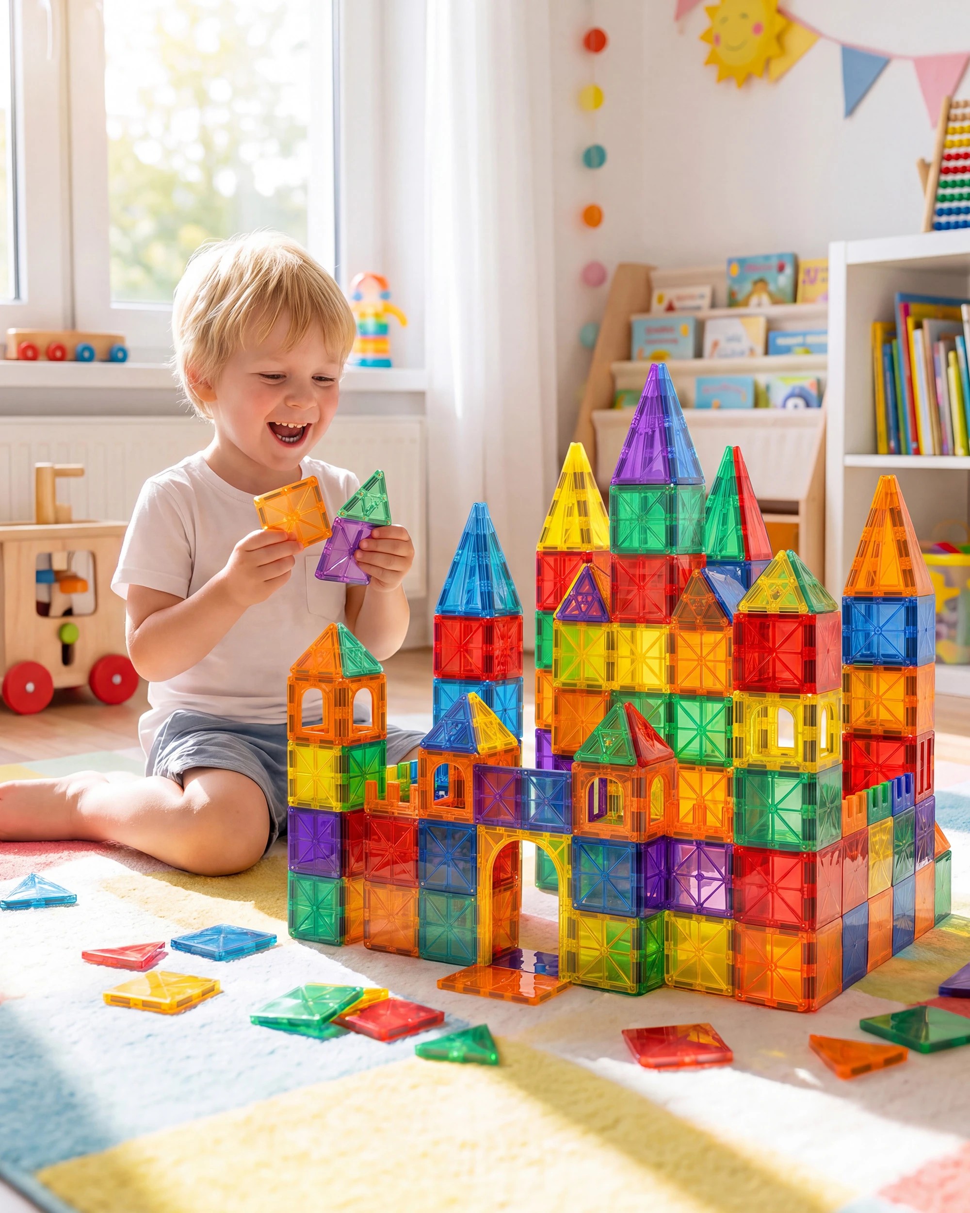 8 Playpals 120PCS Kids Magnetic Tiles Blocks Building Educational Toys Child Gift, 8 of 9
