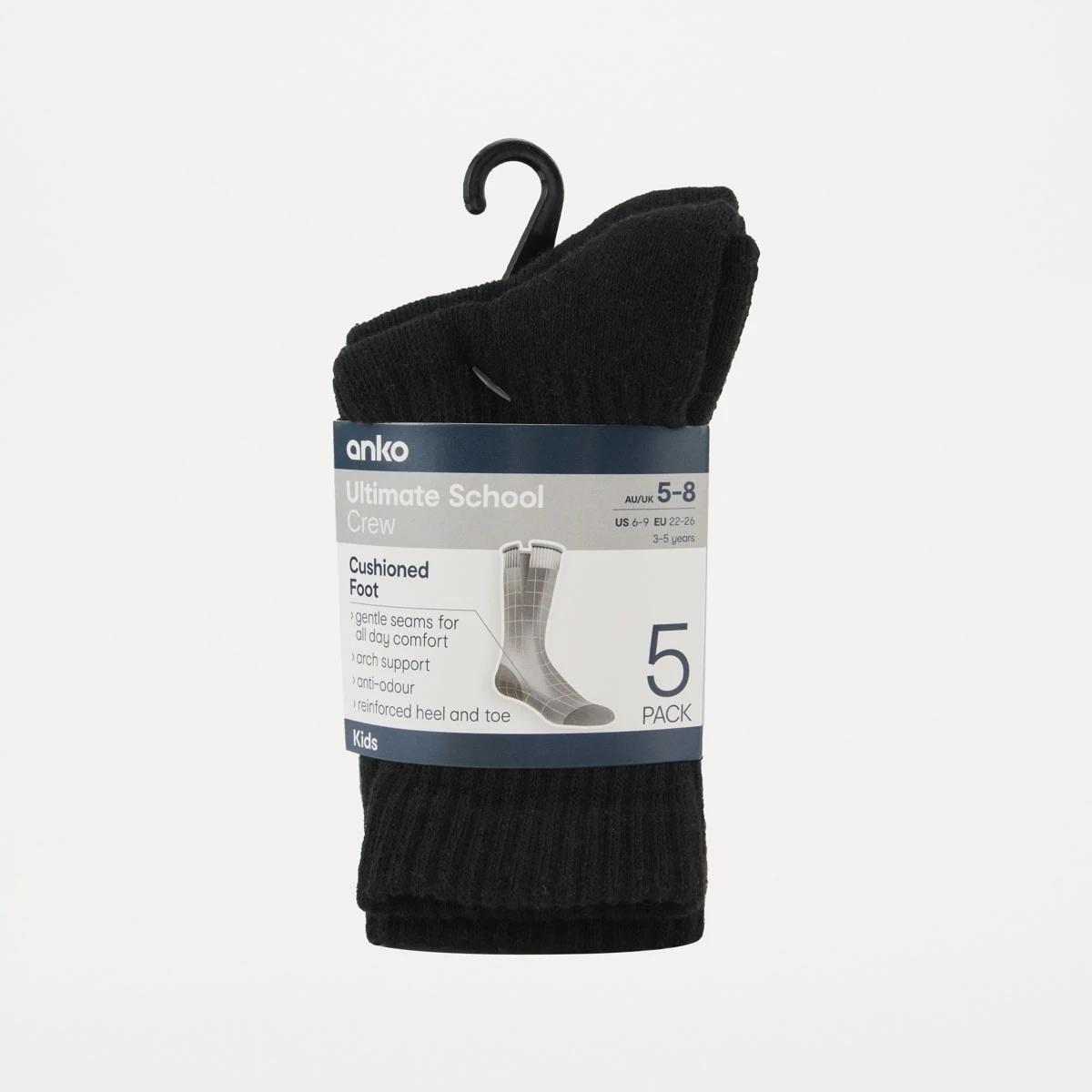 3 5 Pack Ultimate School Crew Socks BLACK, 3 of 3