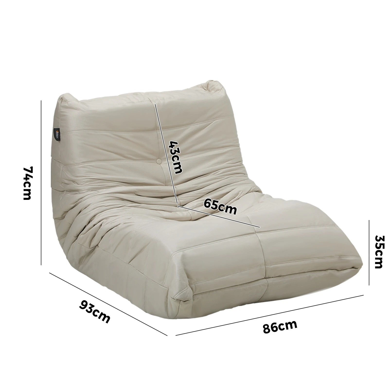 3 Oikiture Floor Sofa Accent Chair Lazy Lounge - Beige, 3 of 9