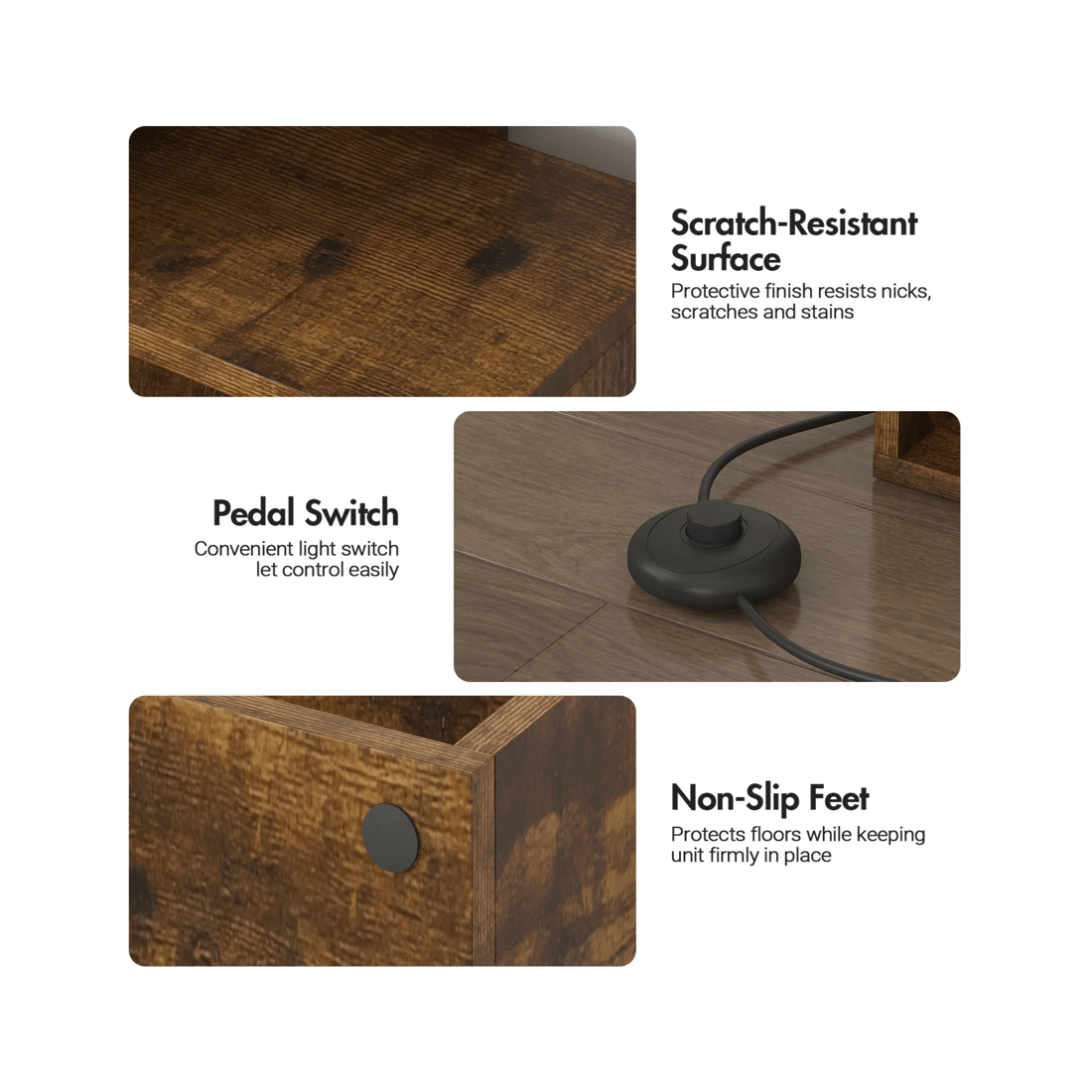 9 Advwin 6 Tier Tree Bookshelf w/ 3-Color Adjustable Light & Storage Cabinet Walnut, 9 of 10