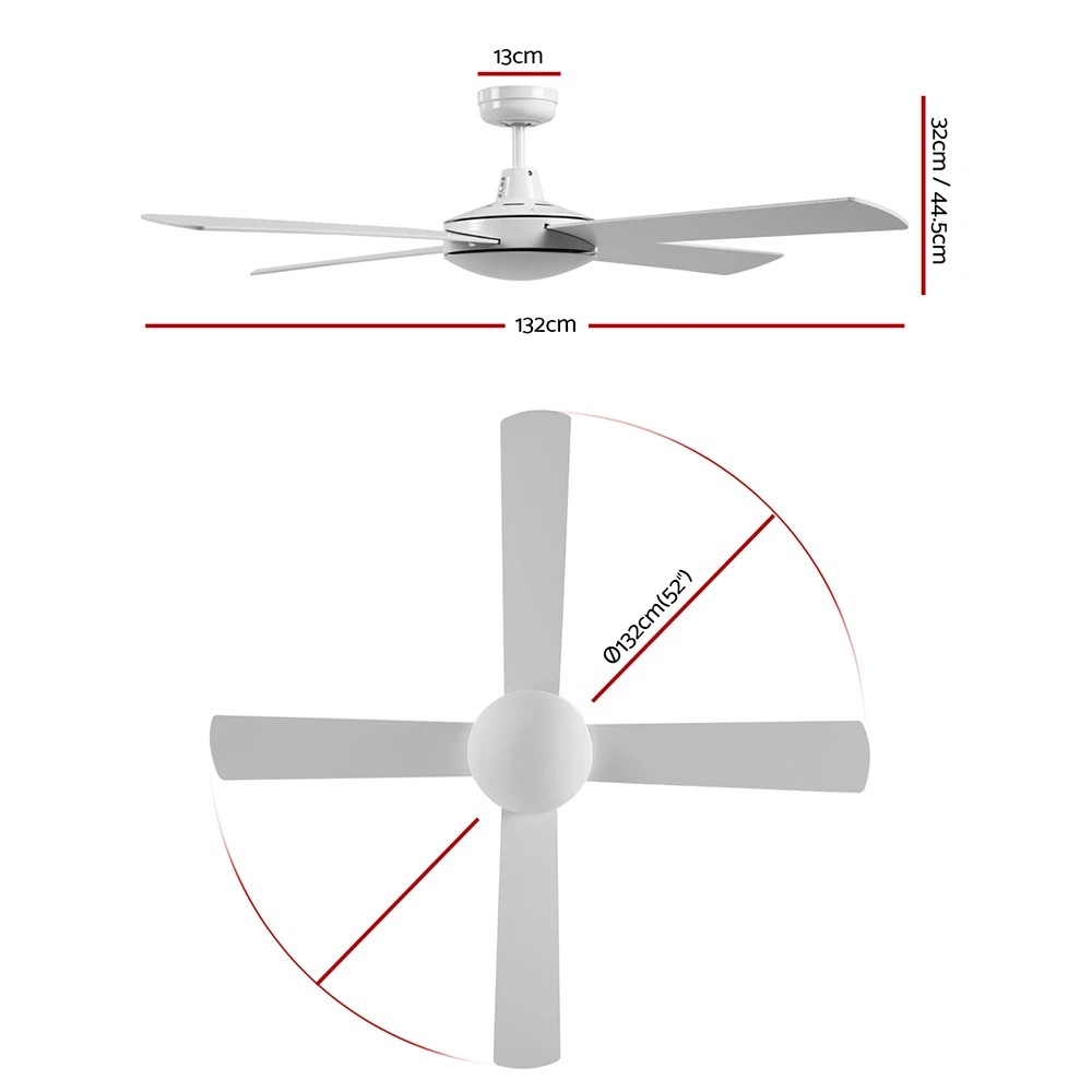 2 Devanti 52'' Ceiling Fan DC Motor 4 Blades w/Remote - Multi, 2 of 6