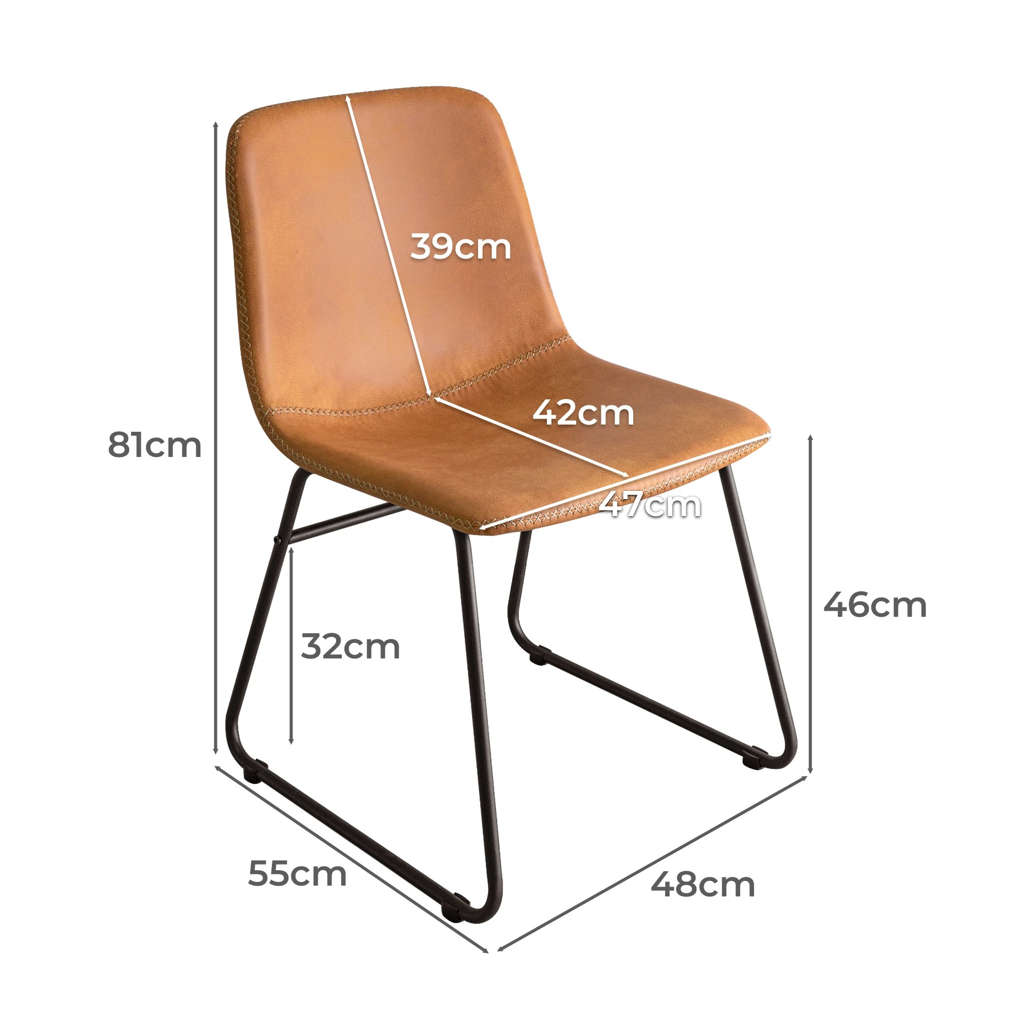 3 Levede 4x Dining Chairs PU Leather - Brown, 3 of 8