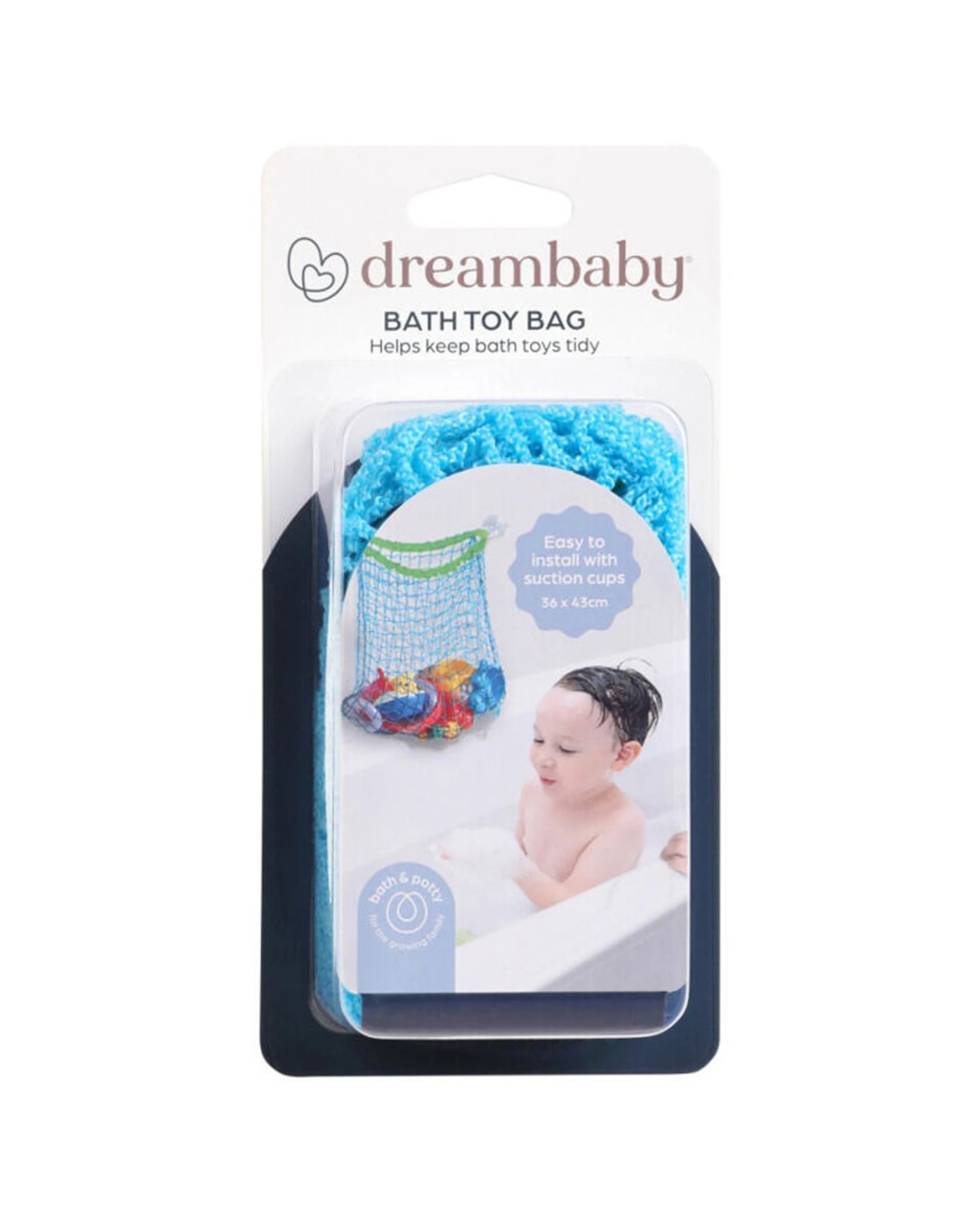 1 Dreambaby Bath Toy Bag Kids Bathroom Organiser Durable Netting Suction Caps - Blue, 1 of 5