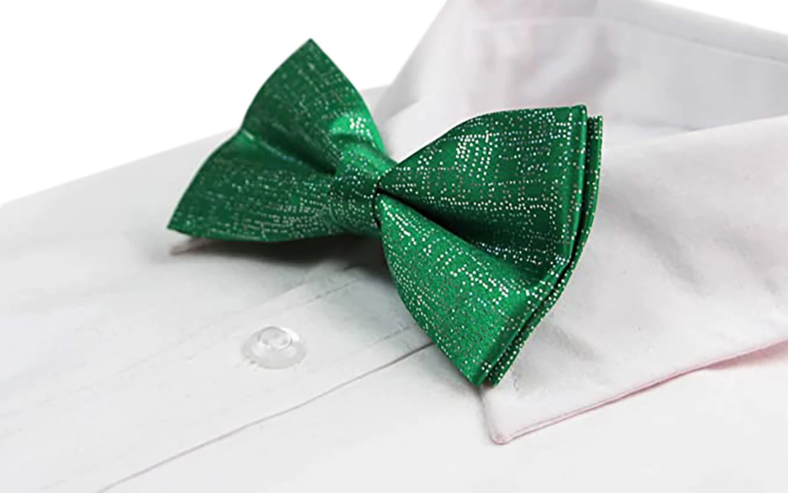 4 Zasel Mens Green Sparkly Glitter Patterned Bow Tie - Green, 4 of 4