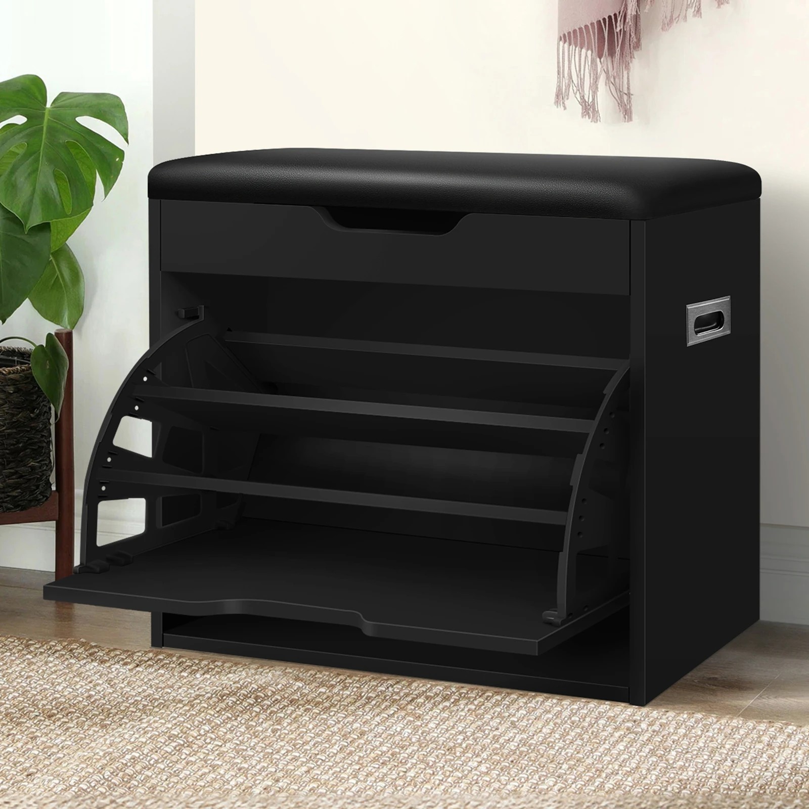 3 Alfordson Shoe Cabinet Bench Rack 12 Pairs - Black, 3 of 10