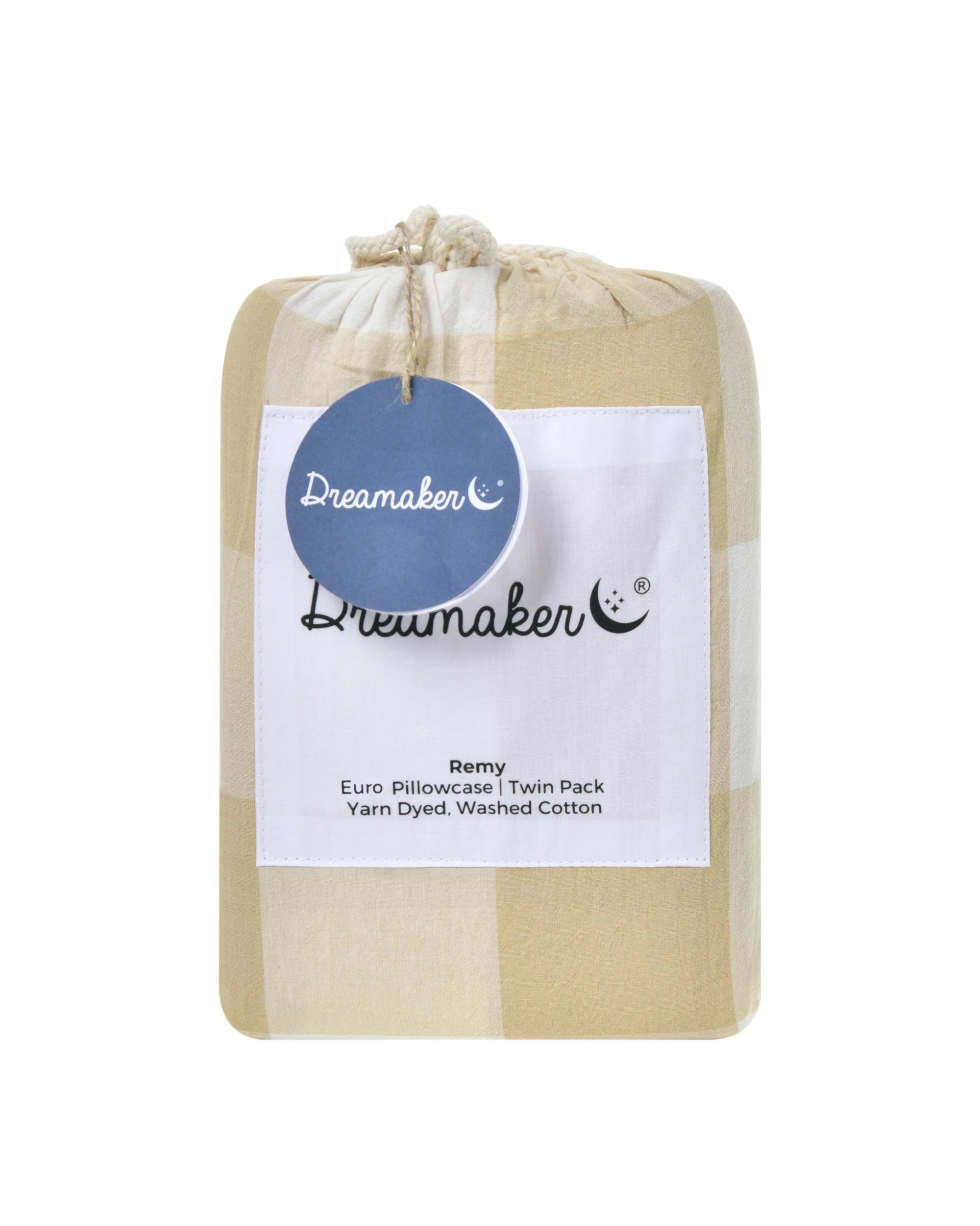 4 Dreamaker Twin Pack Remy Yarn Dyed Washed Cotton Checkered Standard Pillowcase - Sand, 4 of 5