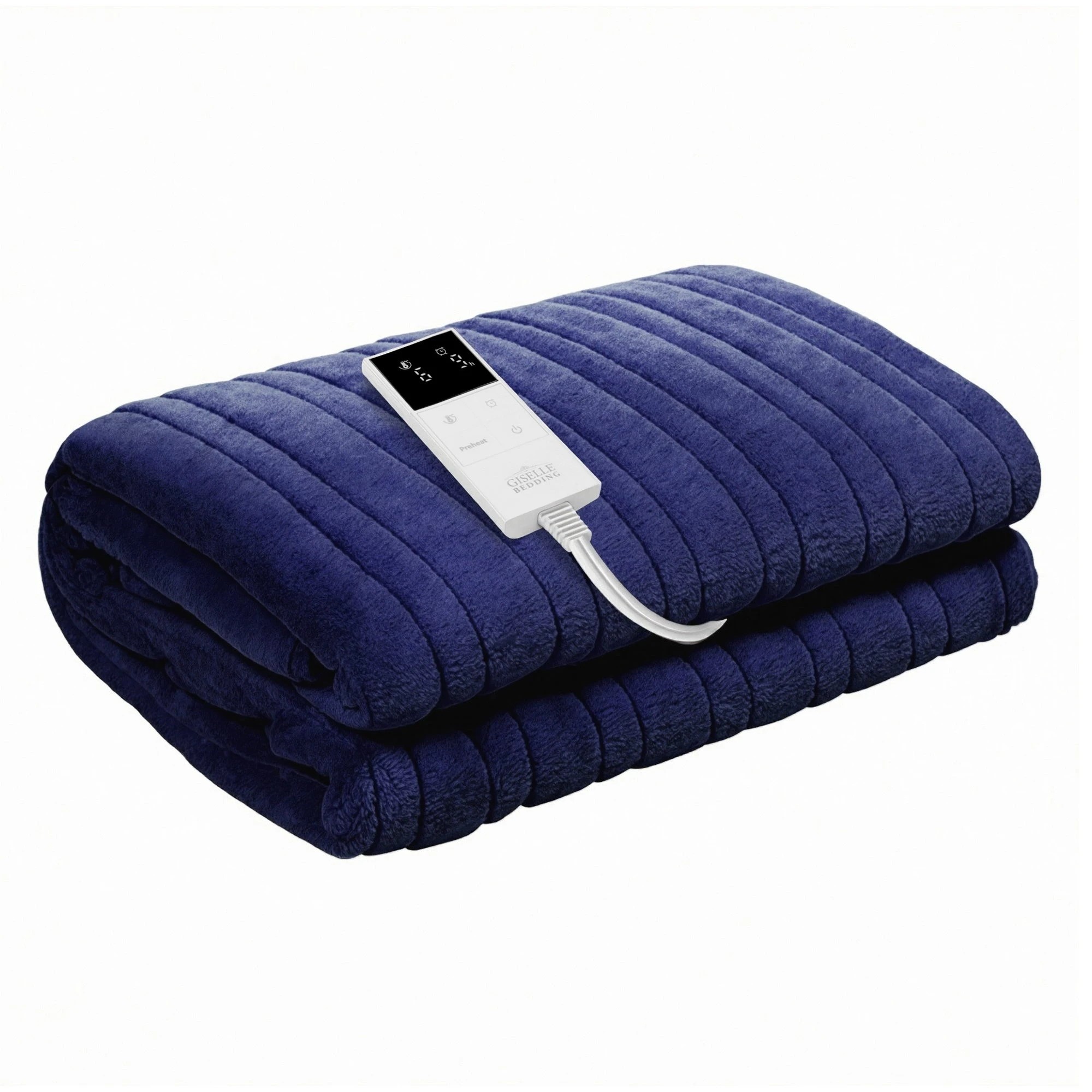 1 Giselle Electric Throw Rug Double Size 200x180cm Coral Fleece Heated Blanket - Double Bed - Blue, 1 of 1