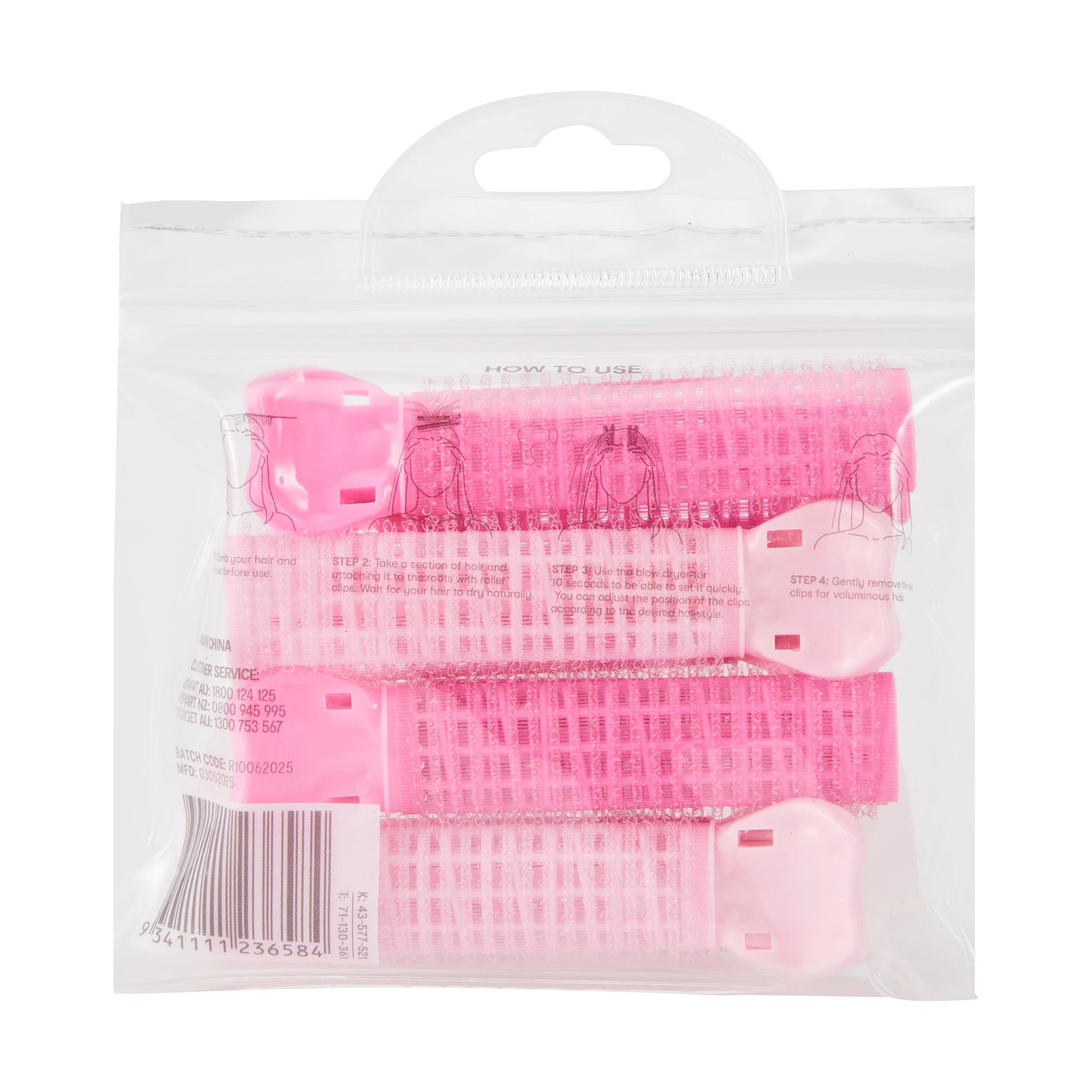 4 OXX Haircare 4 Piece Pink Volume Roller Clips, 4 of 4