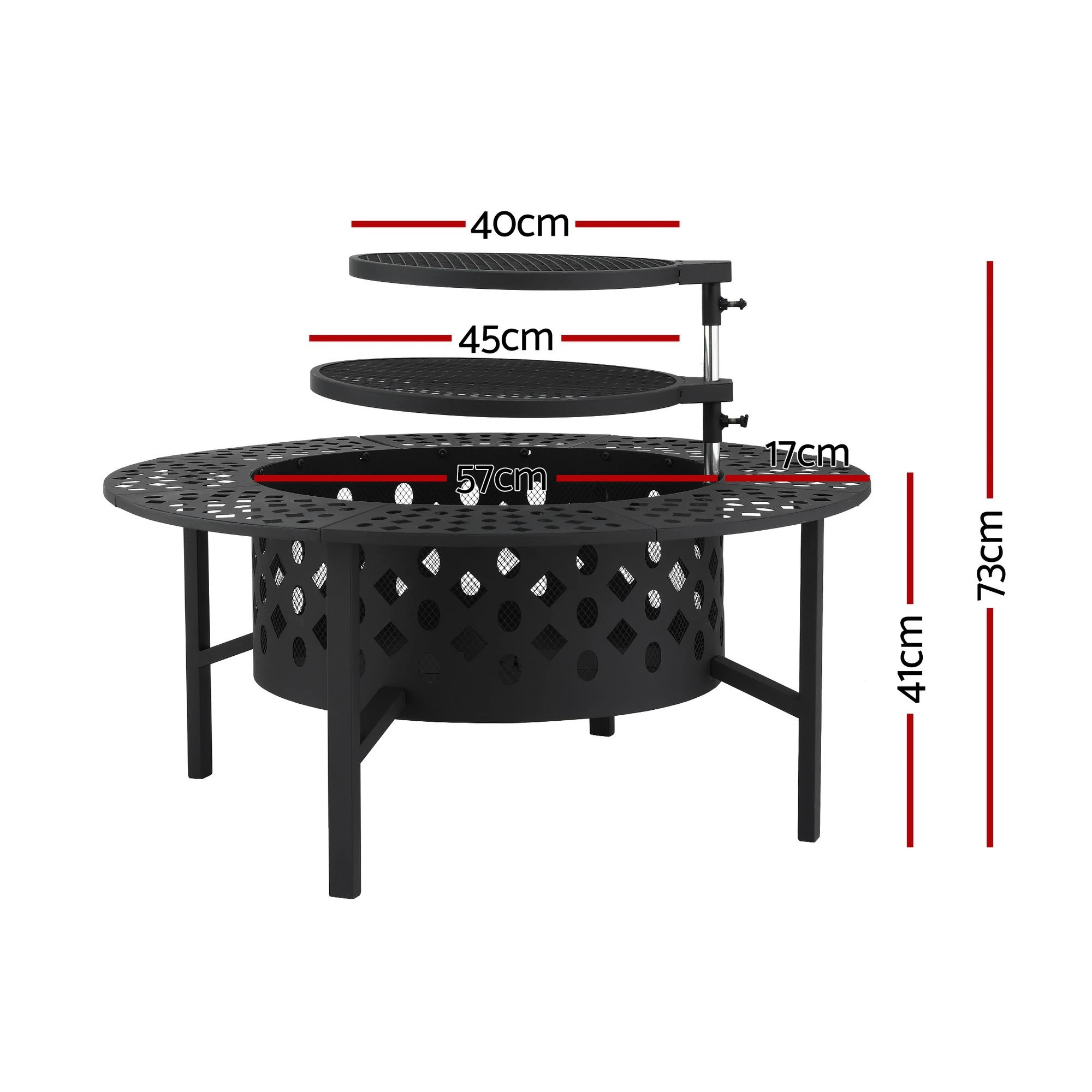 2 Grillz Fire Pit BBQ Charcoal Smoker Portable Mesh Pits Outdoor Camping Fireplace - Black, 2 of 8