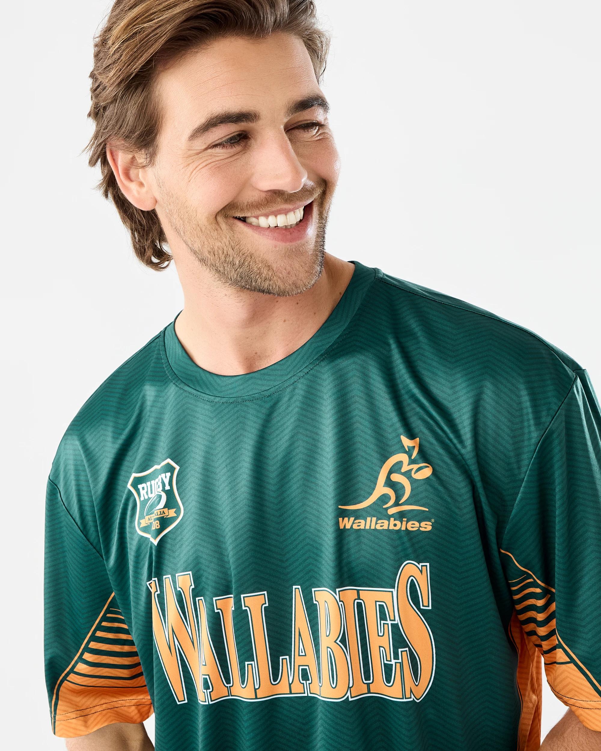 4 Wallabies Rugby Adult T-shirt Green, 4 of 7