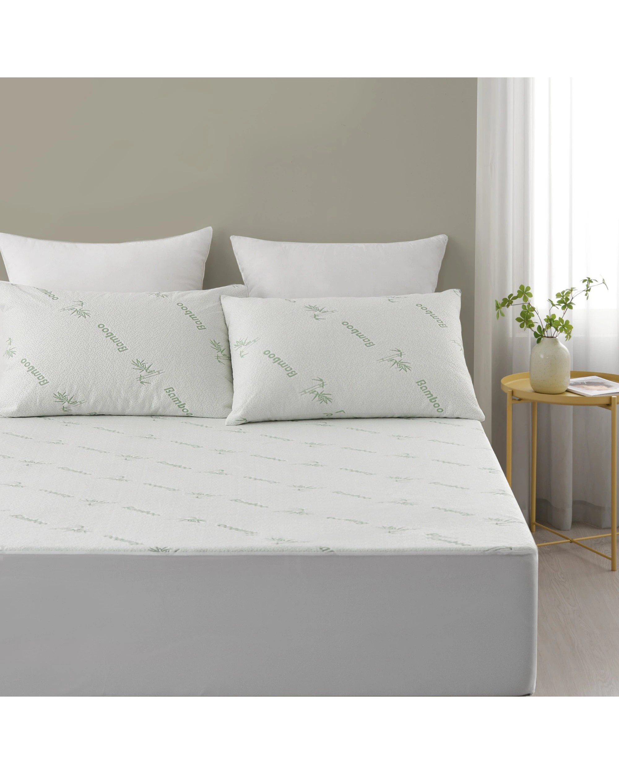 1 Dreamaker Bamboo Knitted Waterproof Mattress Protector - Single Bed - White, 1 of 5