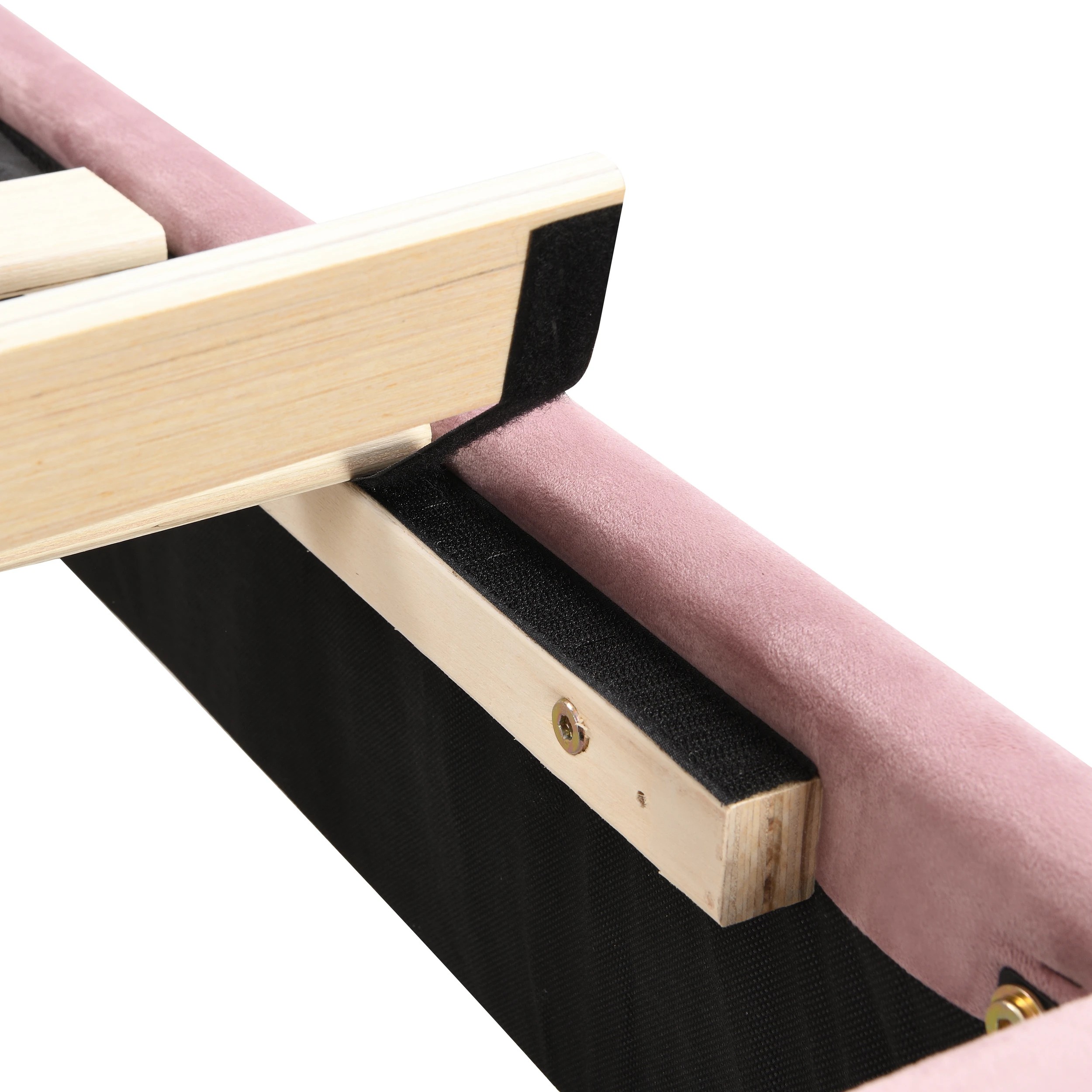 8 IHOMDEC BEF05 Velvet Crown Shape Double Bed Frame - Pink - Pink, 8 of 10