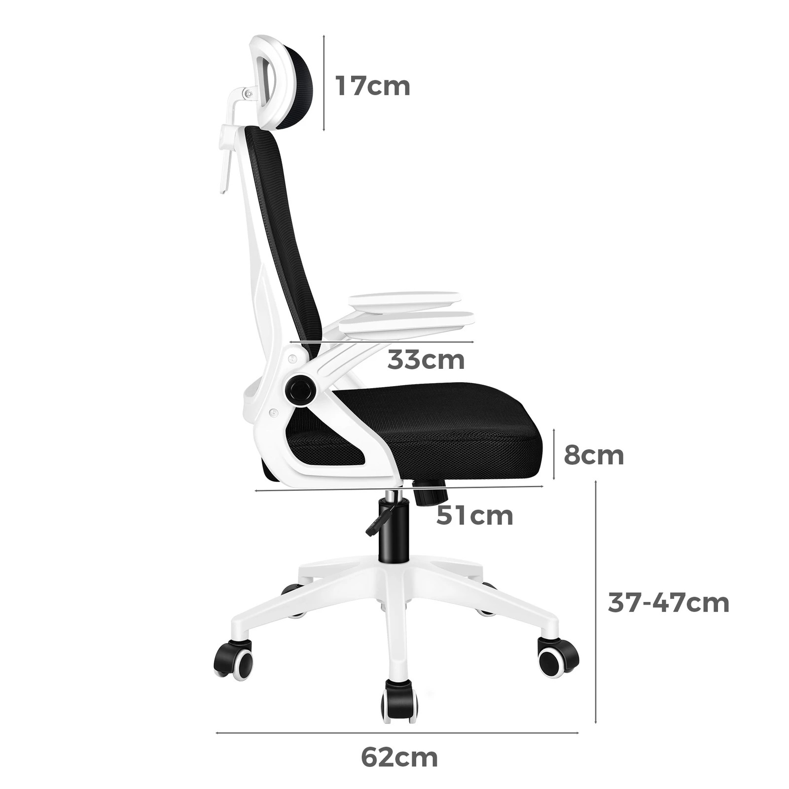 6 Alfordson Mesh Office Chair Executive Fabric Seat Tilt Gaming Racing Computer - White, 6 of 10