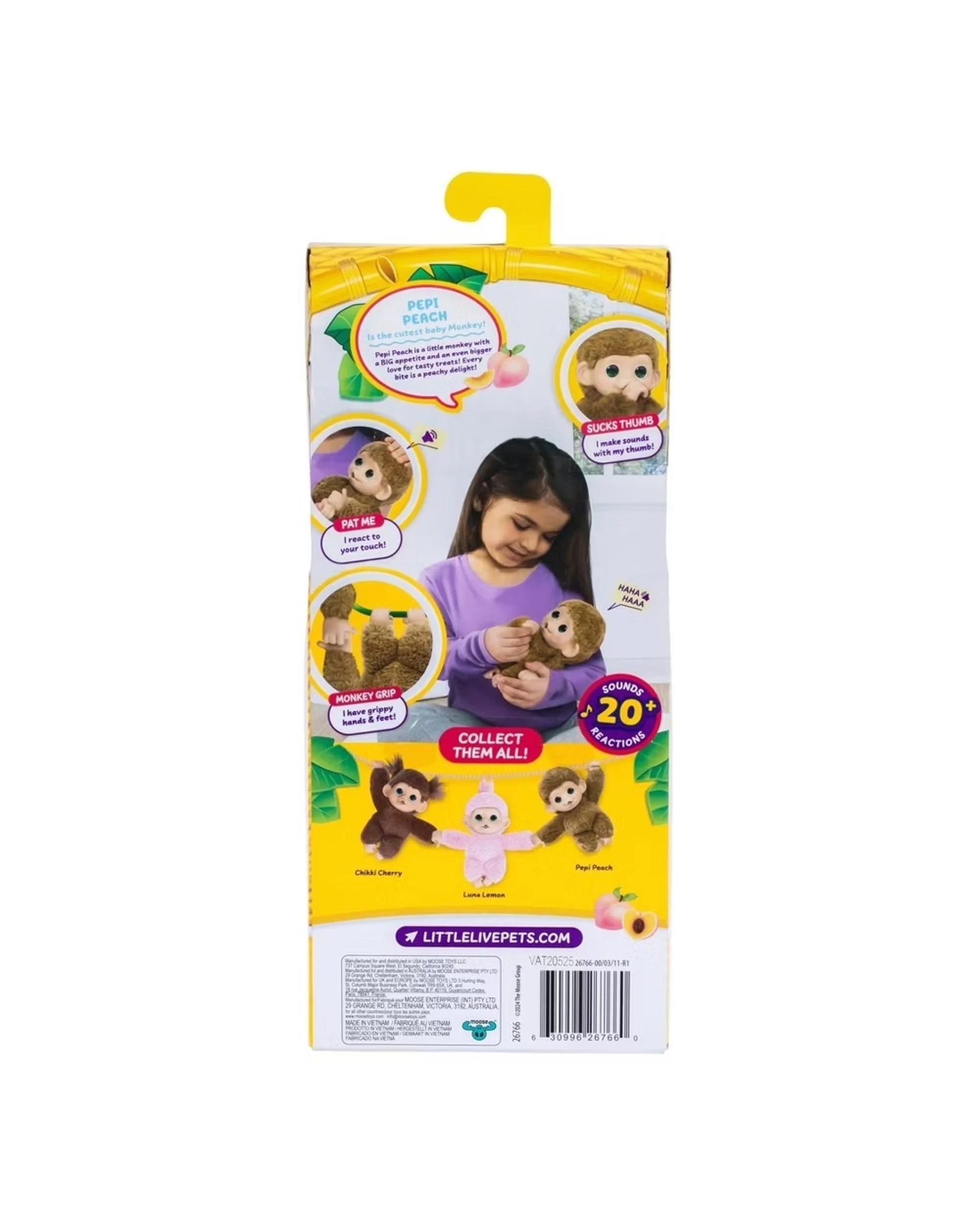 3 Little Live Pets My Baby Monkey Minis Pepi Peach, 3 of 4