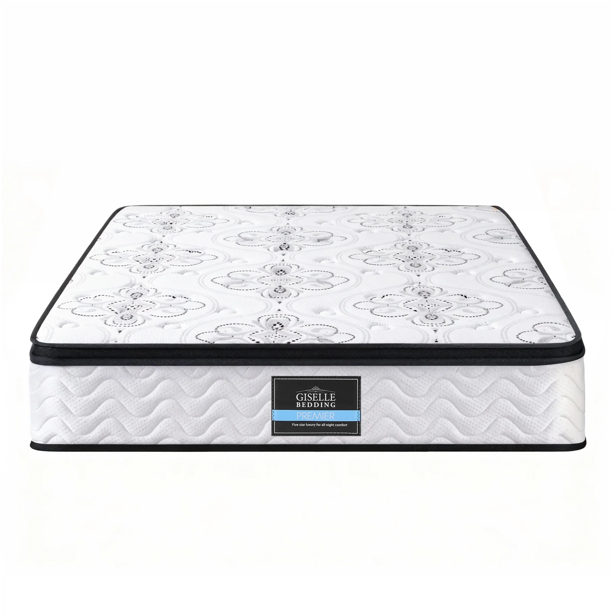 3 Giselle Bedding King Mattress 30cm Pocket Spring Euro Top Medium Firm - King Bed - White, 3 of 3