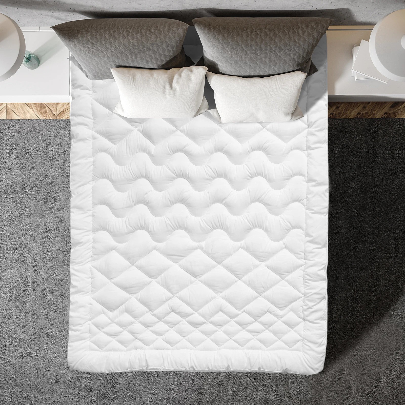 8 Royal Comfort 1200GSM Deluxe 7-Zone Mattress Topper Luxury Gusset Breathable - Double Bed - White, 8 of 10