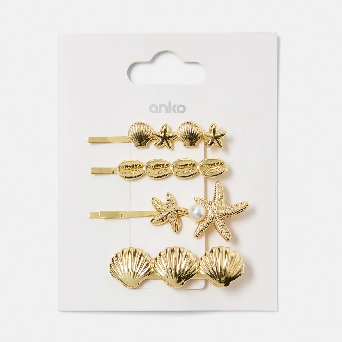 4 4 Pack Gold Tone Starfish Slide Hair Clips, 4 of 4