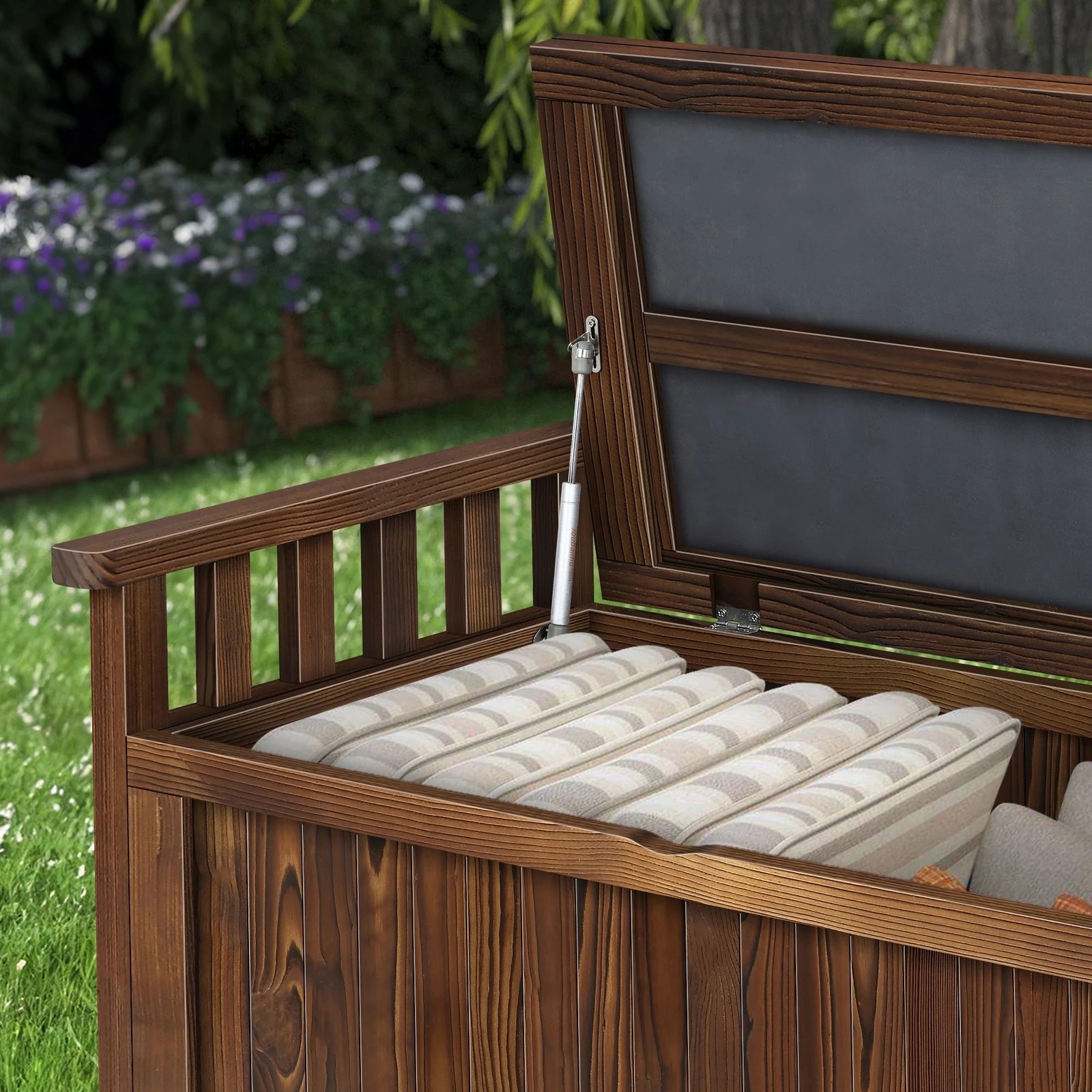 8 Alfordson Outdoor Storage Box Wooden Garden Bench Chest Tool Sheds XL - Charcoal, 8 of 9