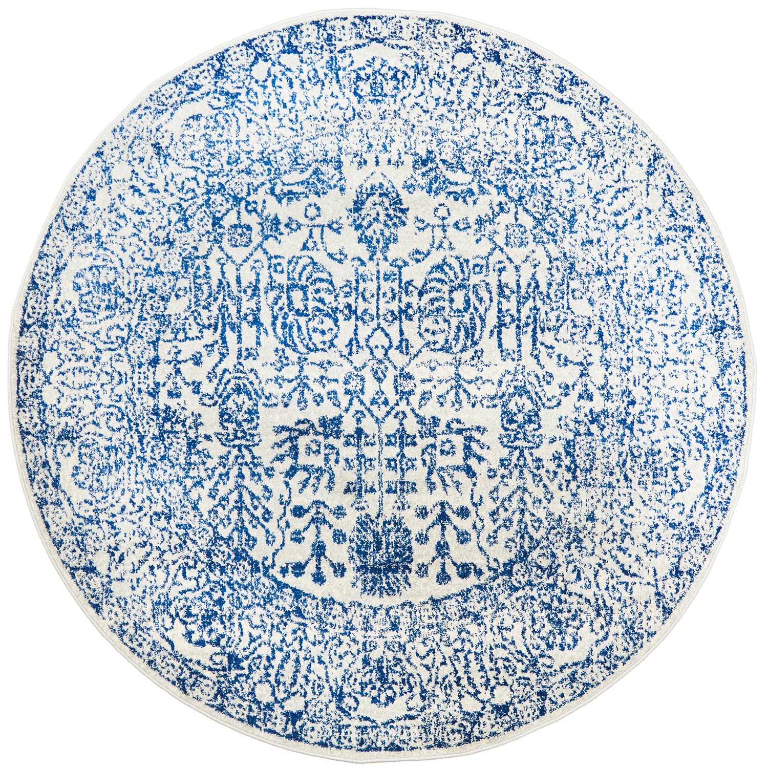1 Common Ground Rugs Encore 256 200x200cm Round - Medium Pet Friendly Rug - Blue, 1 of 7