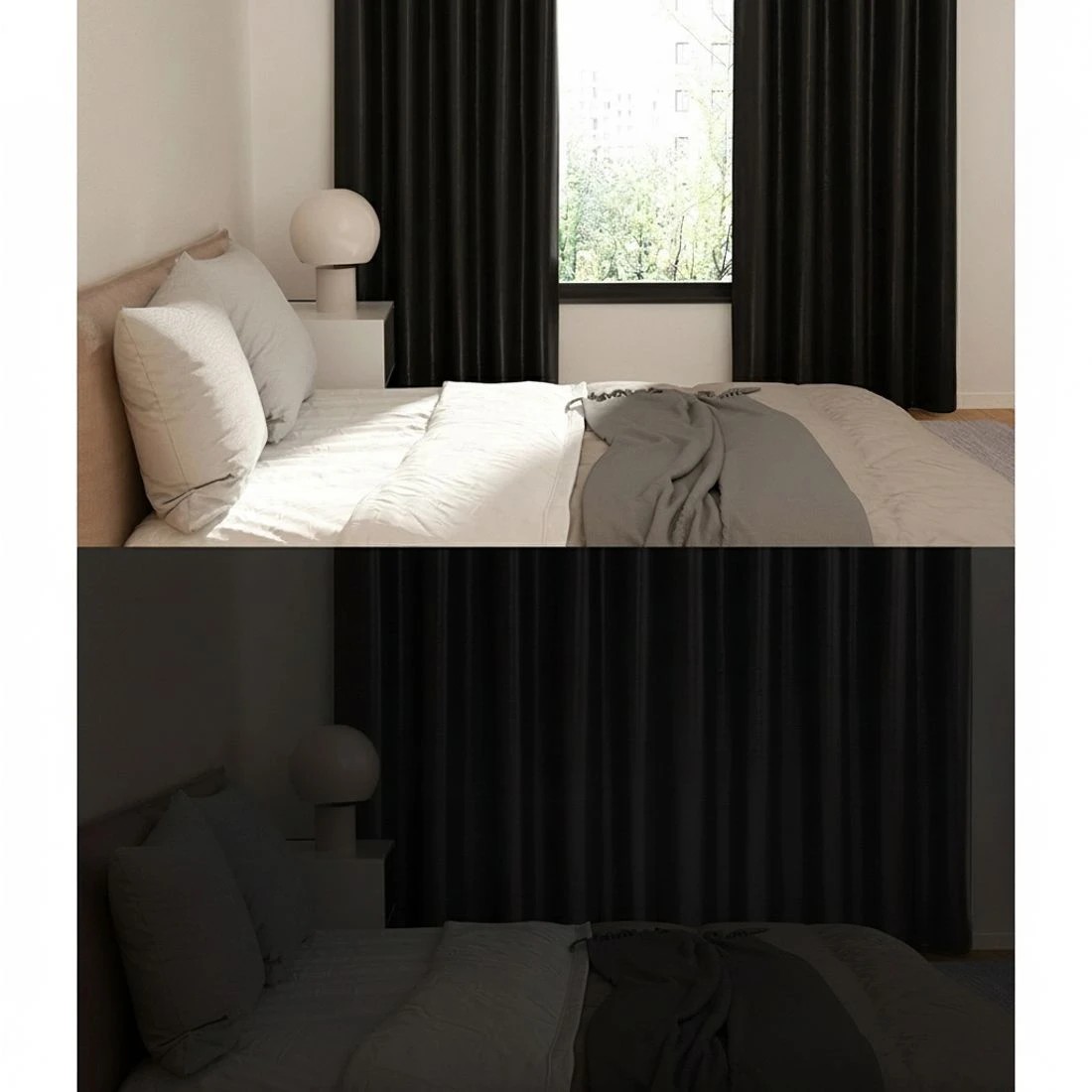 3 Artiss 2X Blockout Curtains Eyelet 140x230cm Shine - Black, 3 of 4