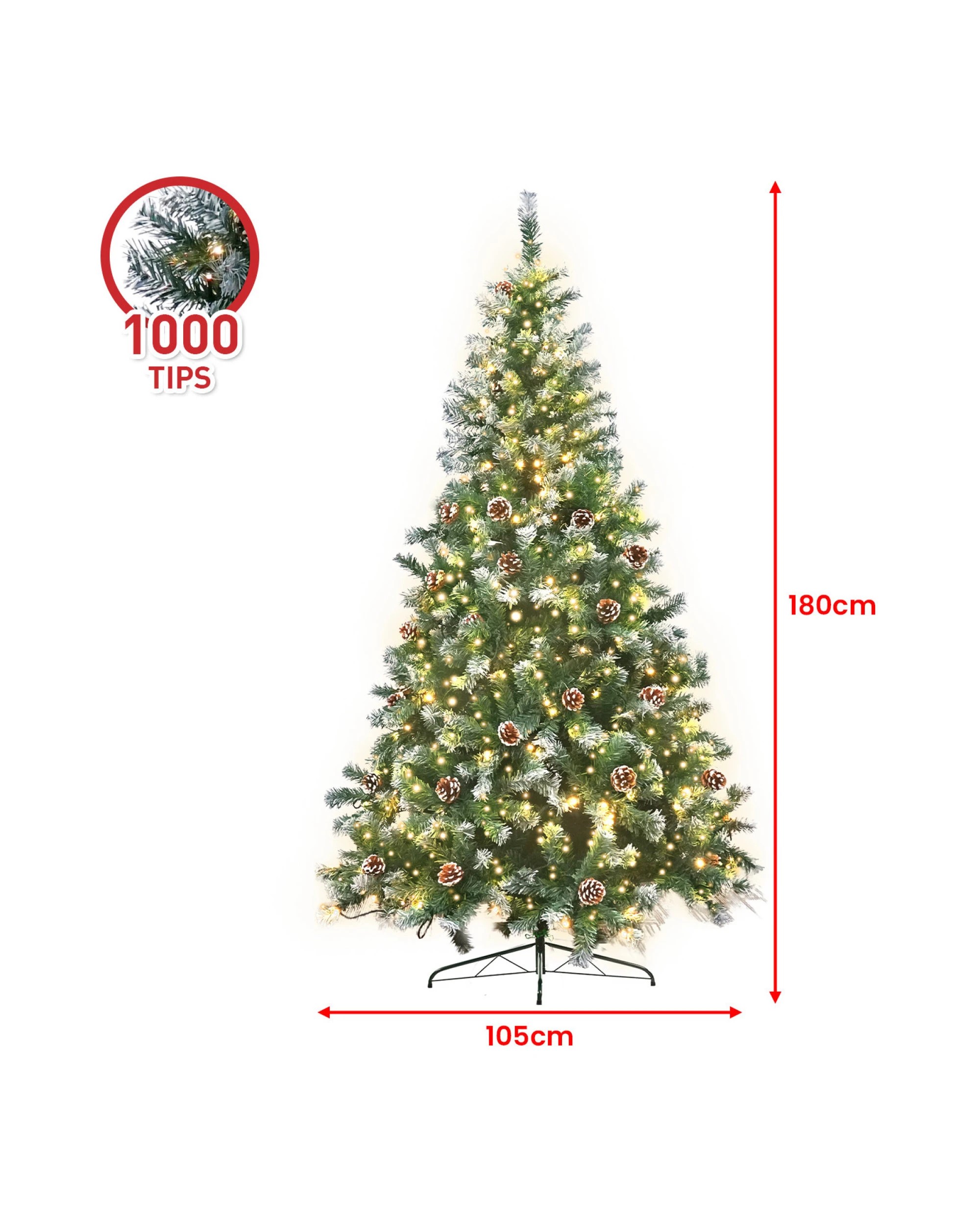 5 Christabelle 1.8m Pre Lit Led Christmas Tree With Pine Cones, 5 of 10