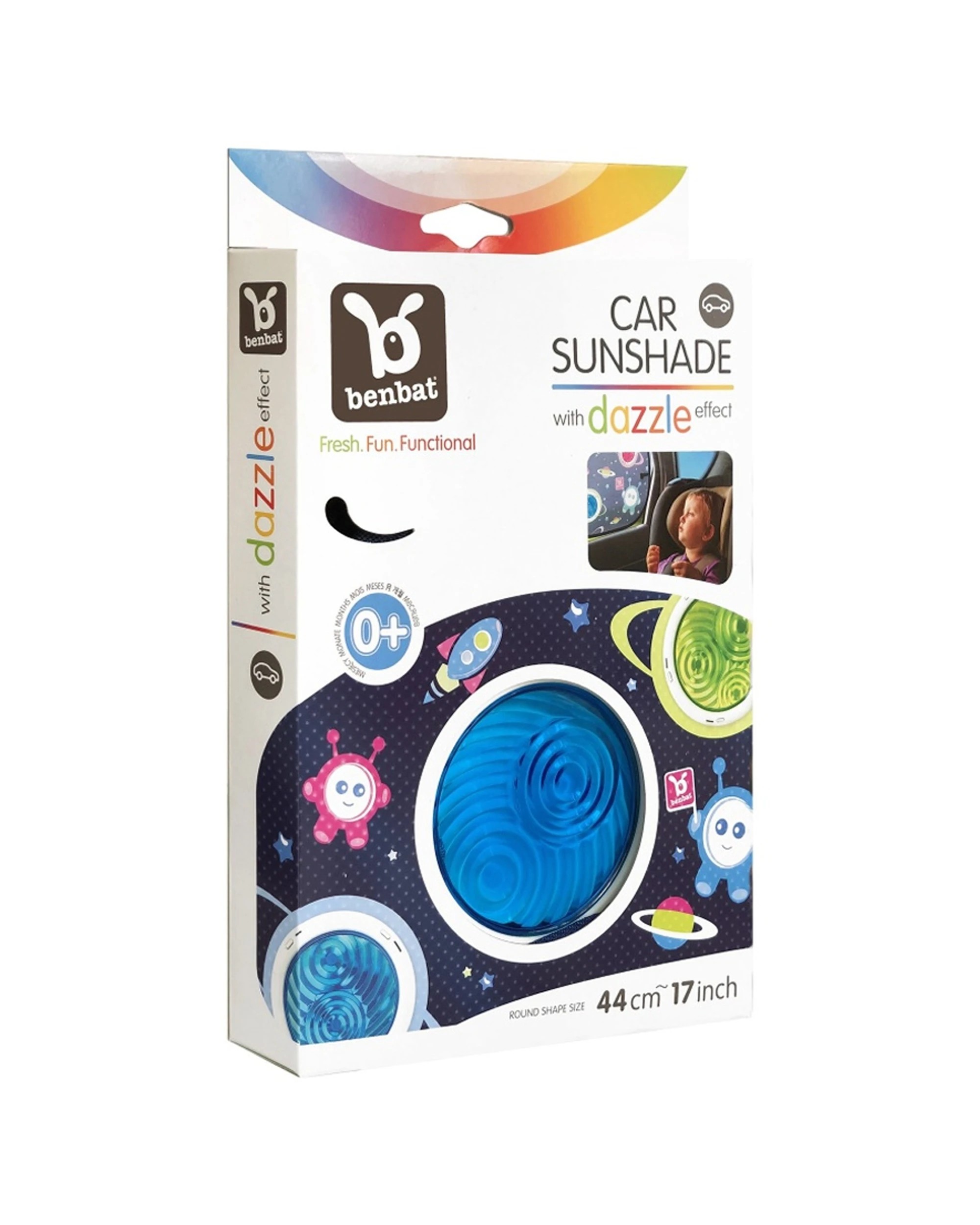 6 Benbat 2PK Kids Car Window Sunshade Round Mesh Glare Shield 0m+ - Multi, 6 of 6