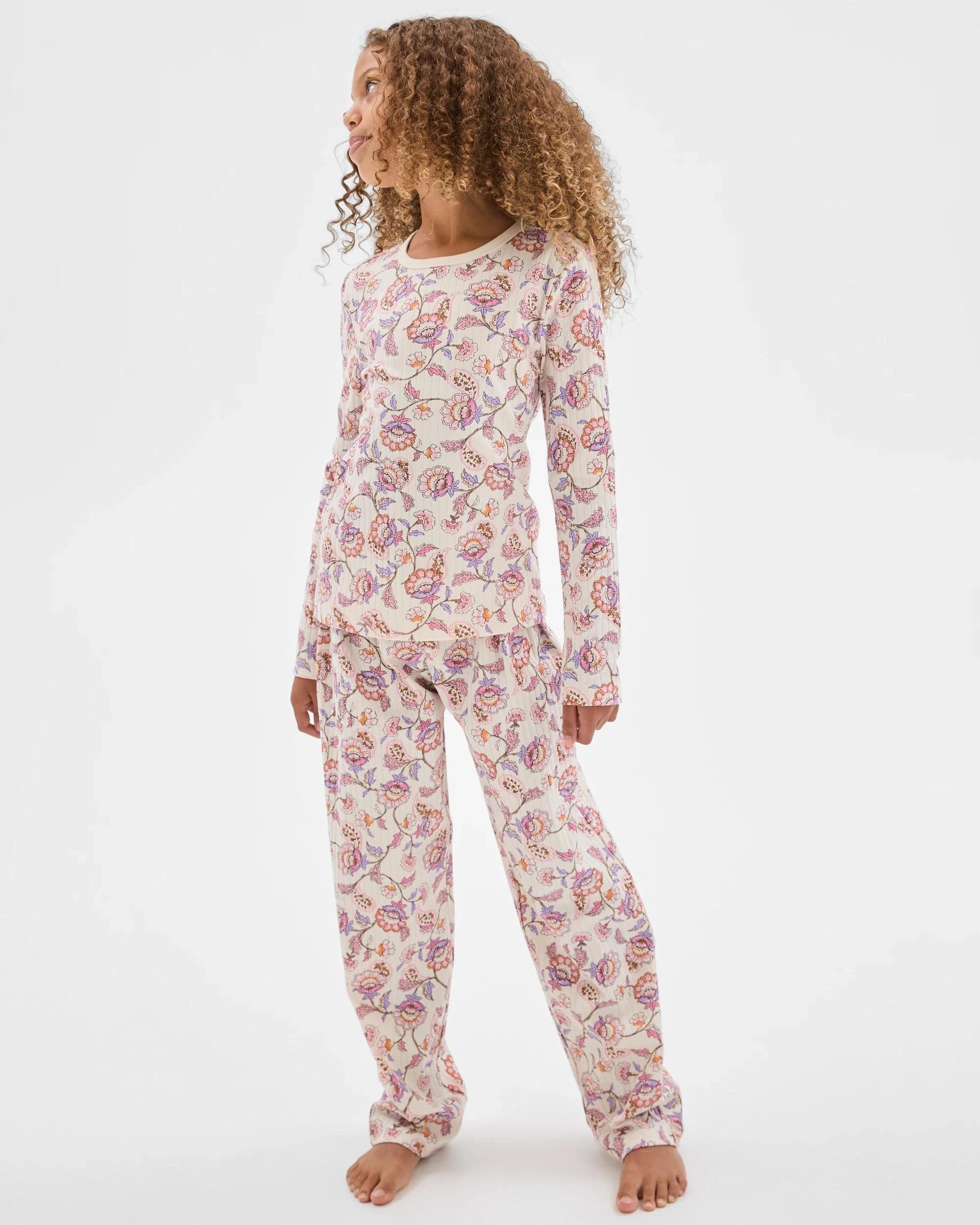 3 Target Kids Australian Cotton Older Girls Rib Pyjama Set FLORAL, 3 of 7