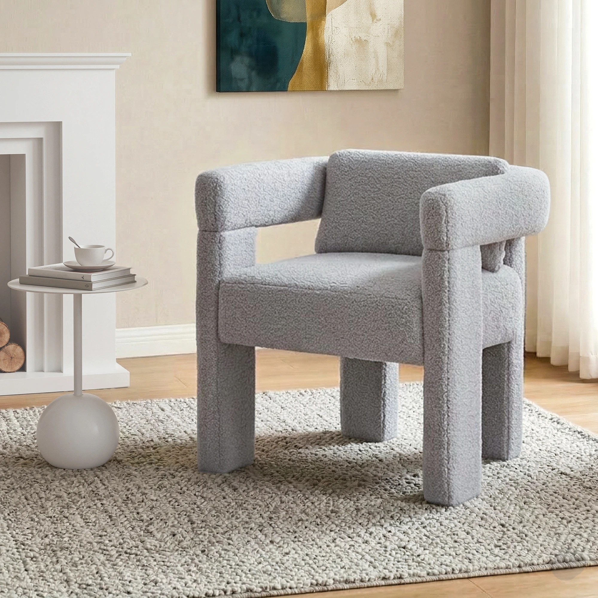 4 Artiss Armchair Accent Chair Lounge Sofa Couch Boucle Fabric - Grey, 4 of 4
