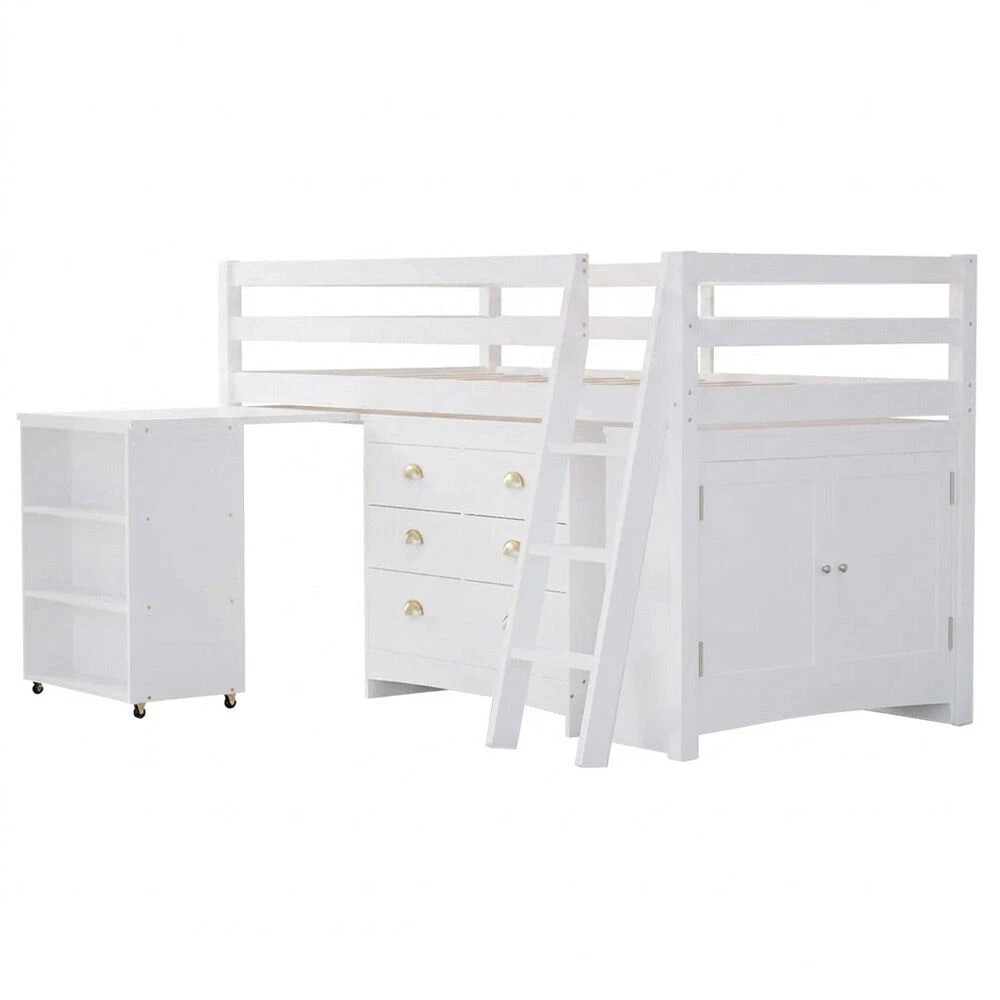 1 Kingston Slumber Loft Bed with Desk, Storage and Cabinet System - White, 1 of 1