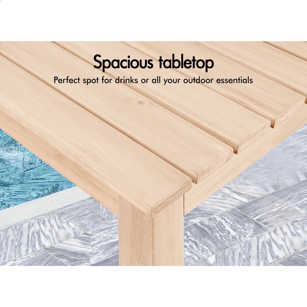 7 Alfordson Wooden Side Desk Coffee Table Outdoor Furniture Patio Garden - Natural, 7 of 9