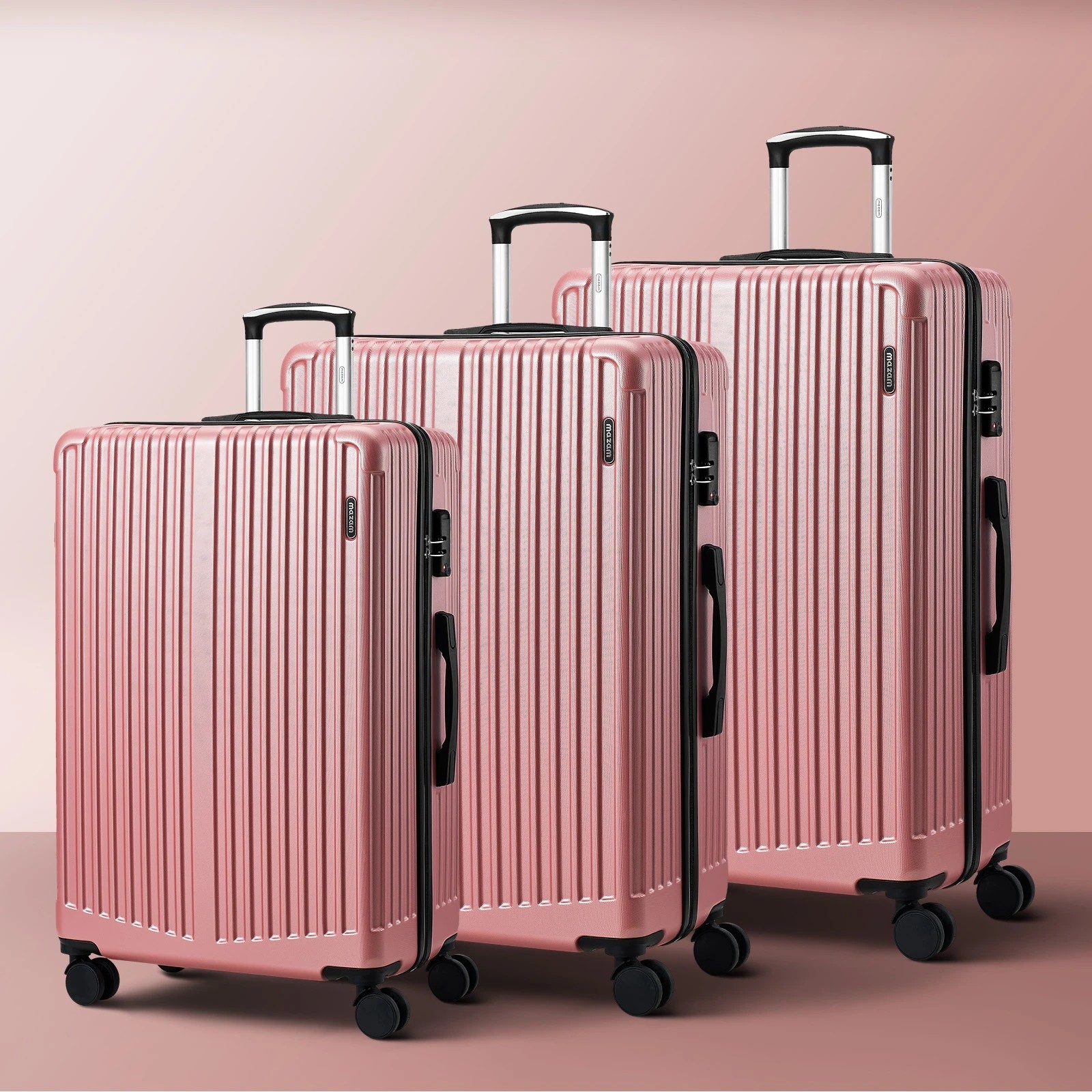 3 Mazam 3PCS Luggage Suitcase Trolley Set TSA Lock Hard Case - Pink, 3 of 9