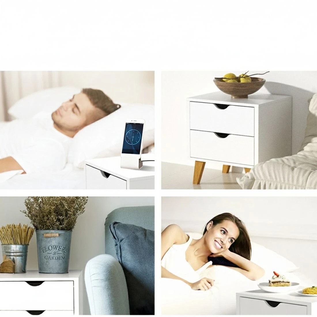 5 Artiss Bedside Table 2 Drawers - White, 5 of 6